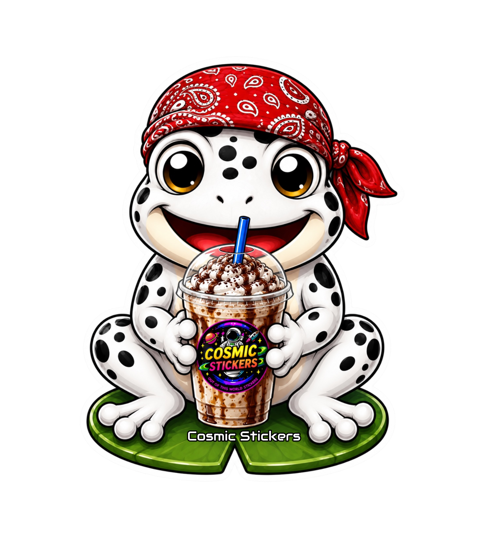 Cosmic Stickers • Cosmic Coffee Frogs • Captain Croak premium die-cut vinyl sticker by Cosmic Stickers