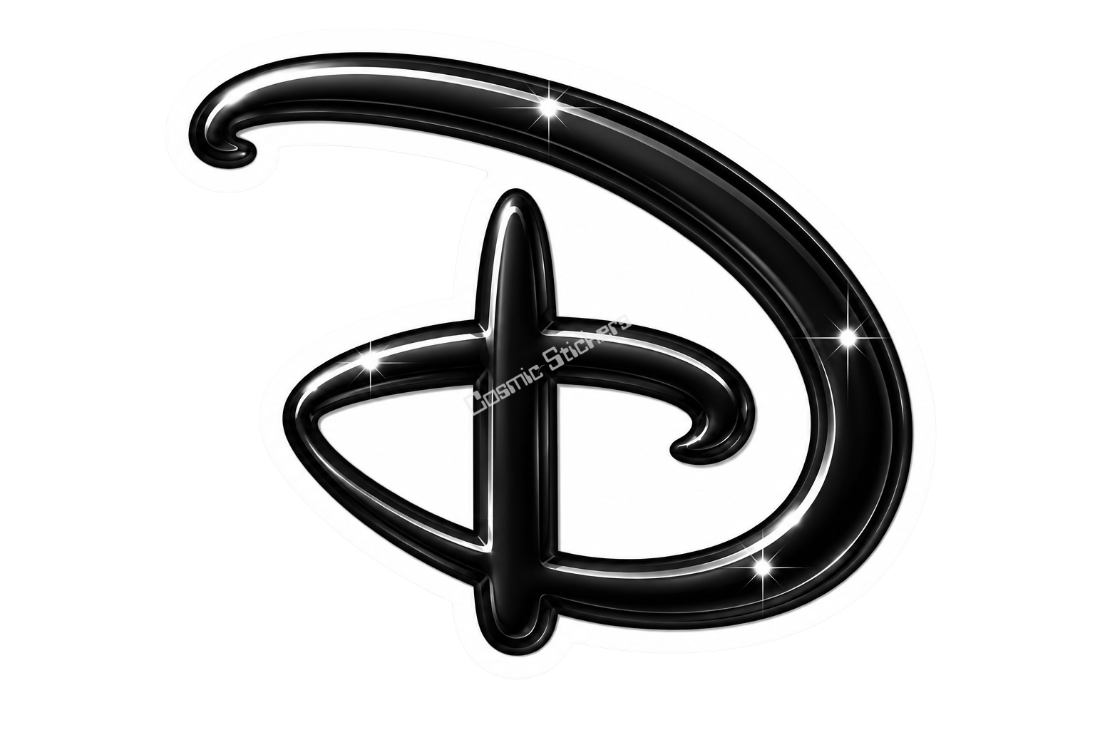 “D” Land Theme Park - Black Glossy premium die-cut vinyl sticker by Cosmic Stickers