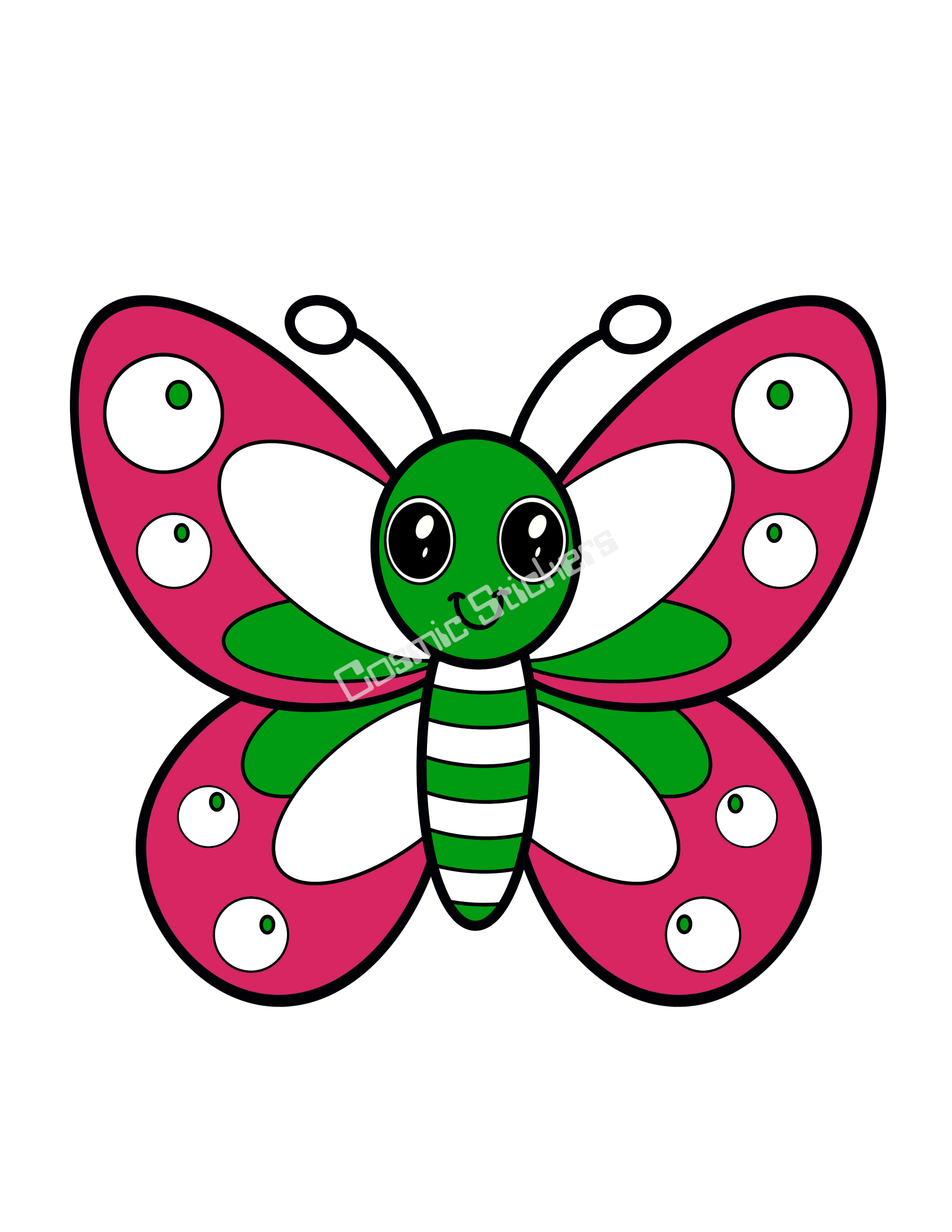 Cosmic Stickers- Butterfly- Pink/Green