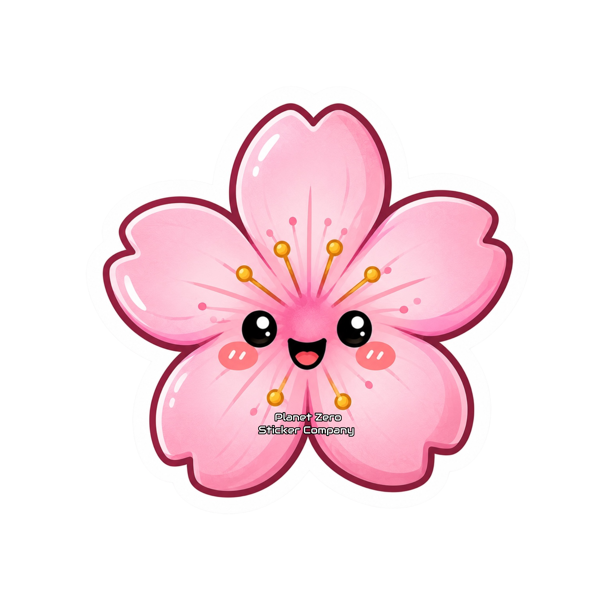 Kawaii Critters •Happy Flower• premium die-cut vinyl sticker by Cosmic Stickers