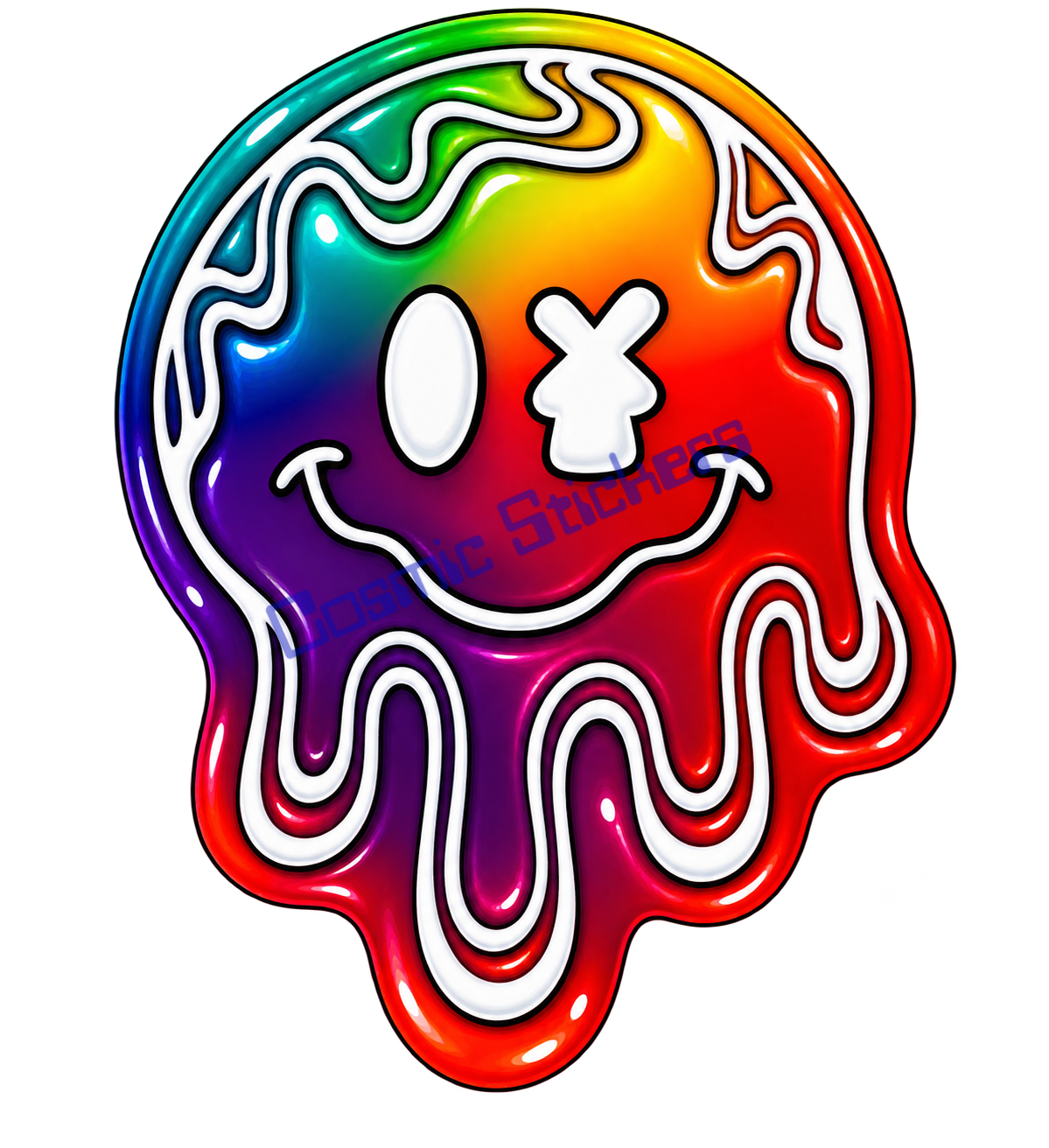 Fan-Made Dutch Bros Rainbow Melting Smiley Sticker