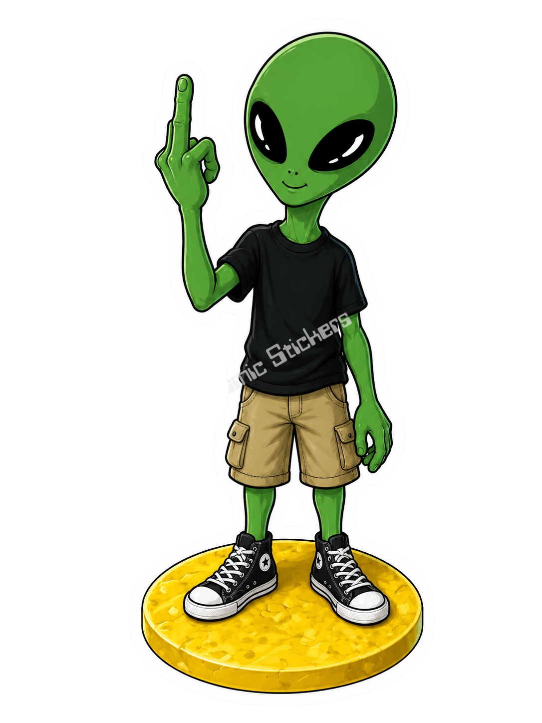 Cosmic Alien - Flipping The Bird premium die-cut vinyl sticker by Cosmic Stickers