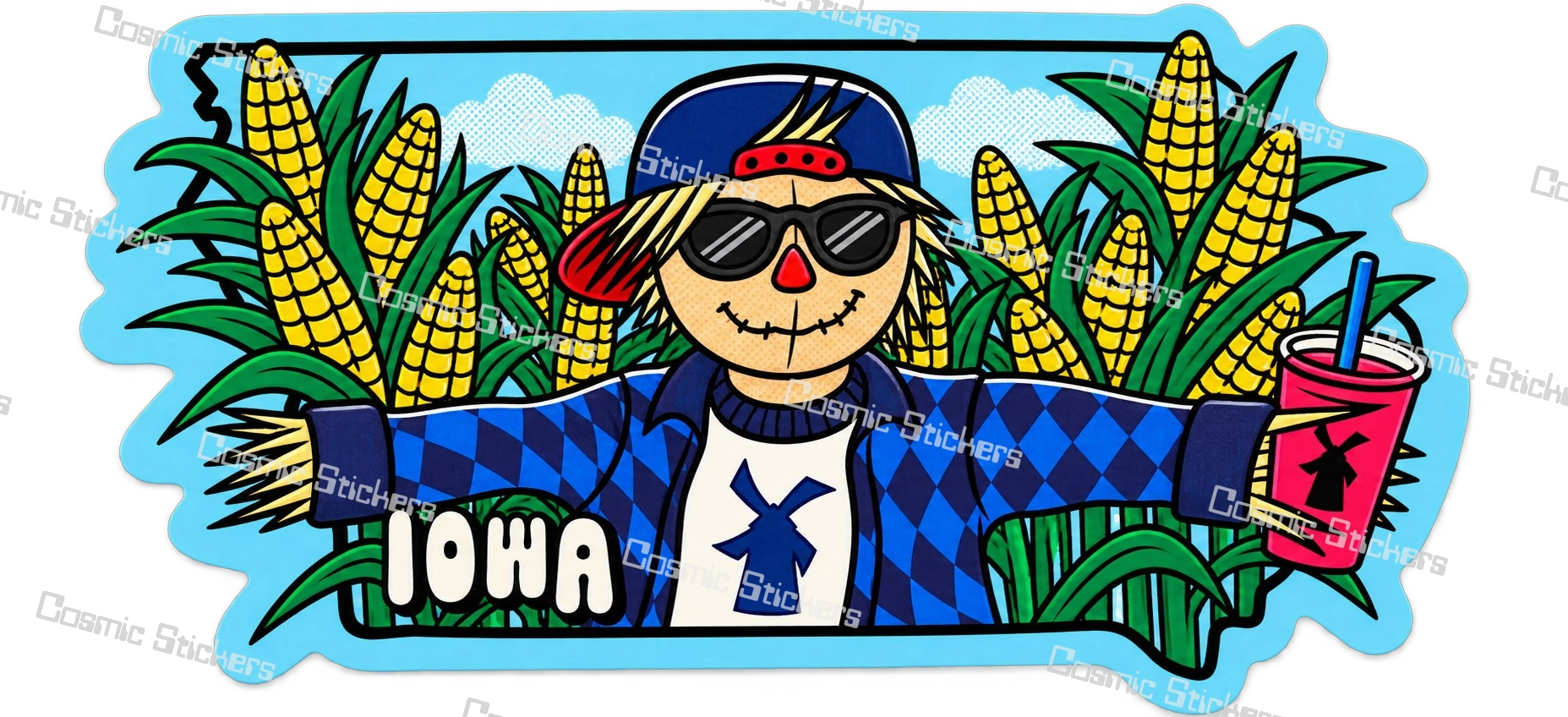 Fan-made Iowa Scarecrow Dutch Bros inspired vinyl sticker