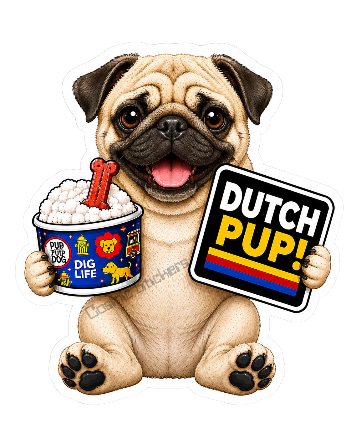 Fan-Made Dutch Pups! - Pug Vinyl Sticker