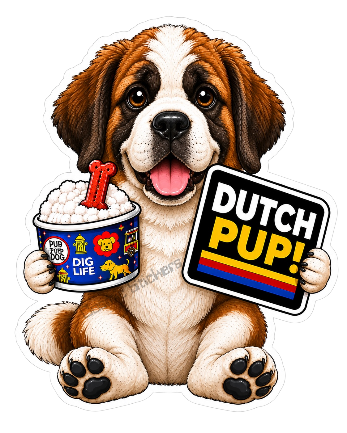 Fan-Made Dutch Pups! - Saint Bernard Vinyl Sticker