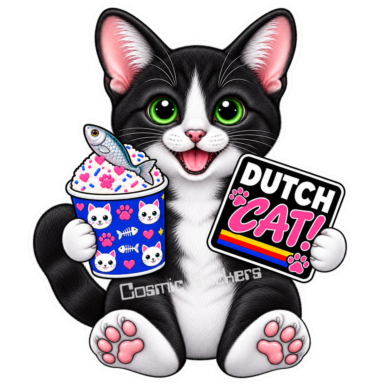 Fan-Made Dutch Cat - Tuxedo Cat Vinyl Sticker