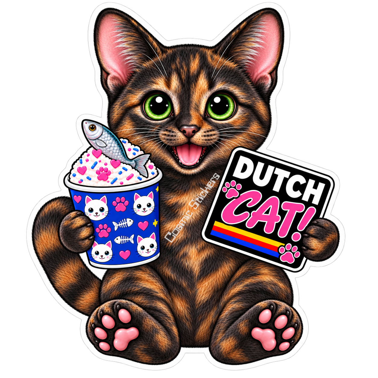 Fan-Made Dutch Cat - Tortoiseshell / Tortie Vinyl Sticker