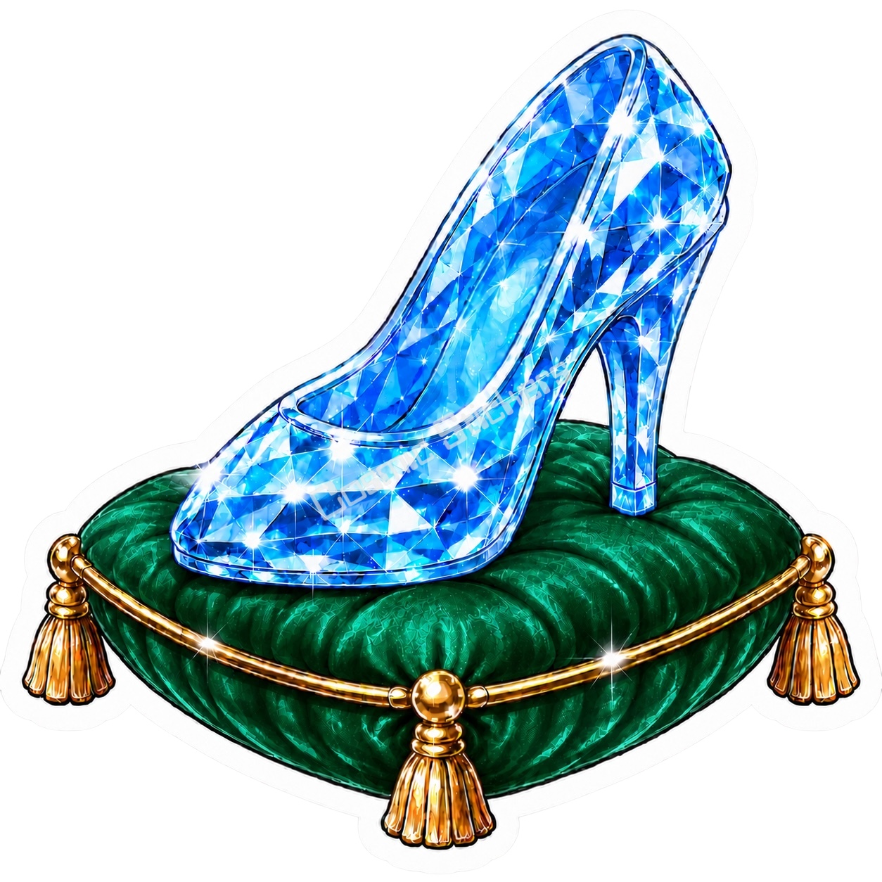Glass Slipper Collection - Emerald Green Pillow premium die-cut vinyl sticker by Cosmic Stickers