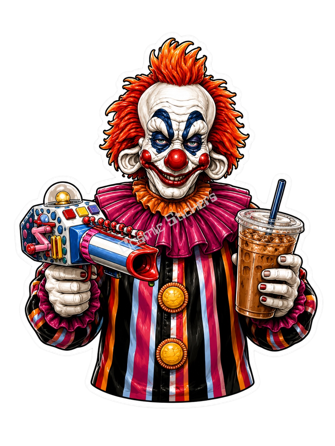 Caffeinated Nightmares - Killer Clown #2 premium die-cut vinyl sticker by Cosmic Stickers