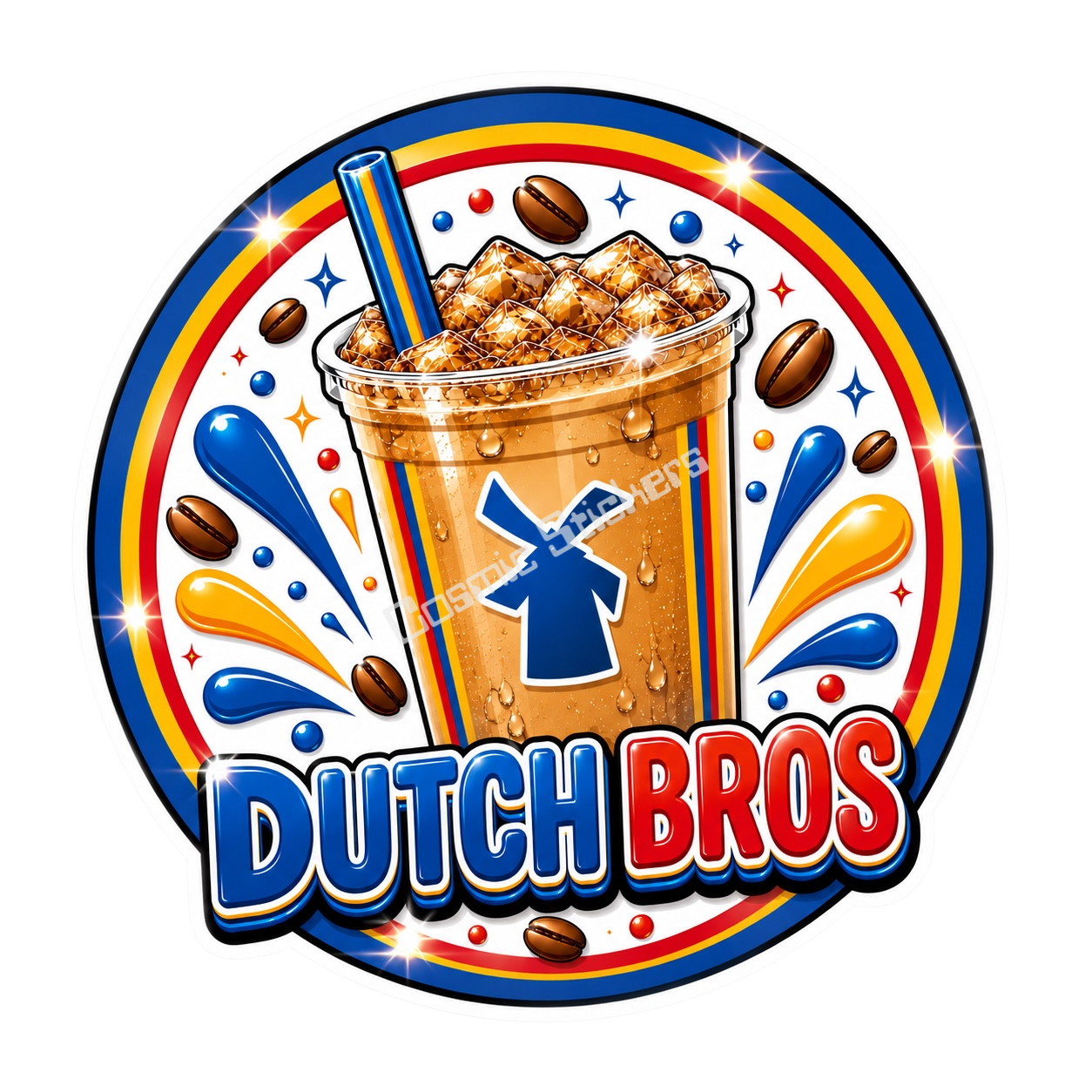 Dutch Bros Coffee “Inspired” Design premium die-cut vinyl sticker by Cosmic Stickers