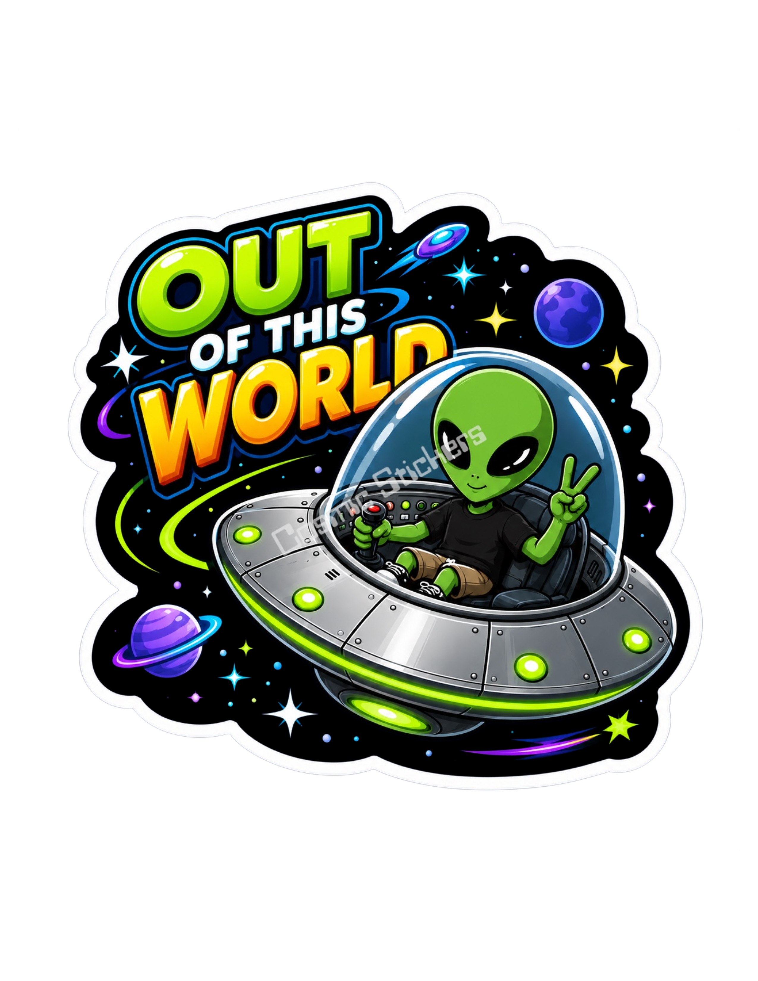 Cosmic Alien - Out Of This World premium die-cut vinyl sticker by Cosmic Stickers