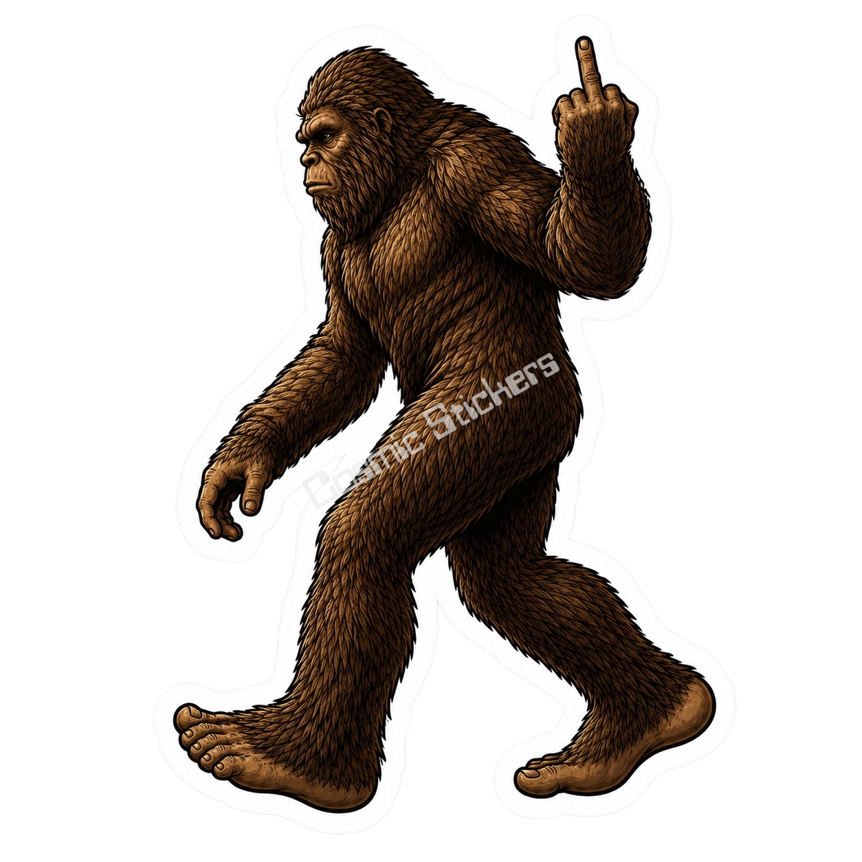 Bigfoot Stickers - Middle Finger - Natural