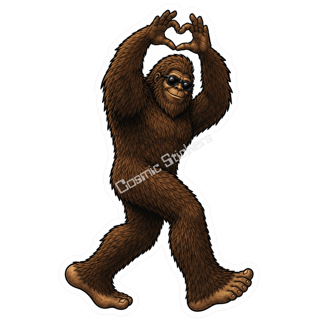 Bigfoot Stickers - Heart Hands Natural