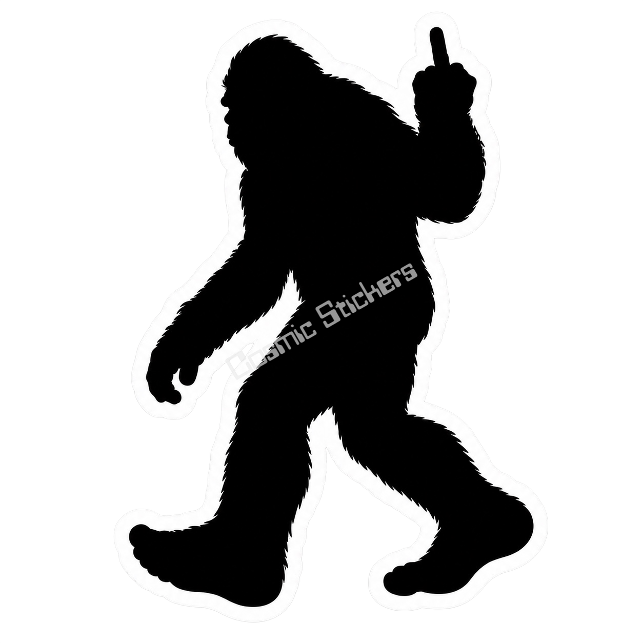 Bigfoot Stickers - Middle Finger - Silhouette