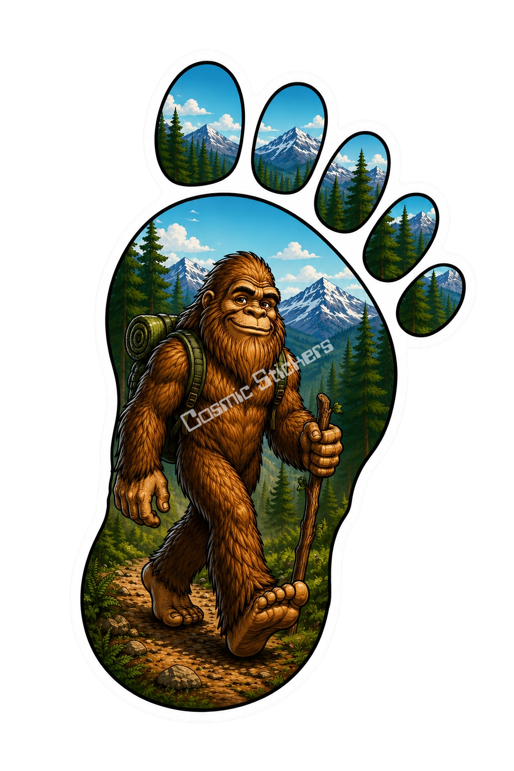 Bigfoot Stickers - Big Foot Inside Foot Print - Color