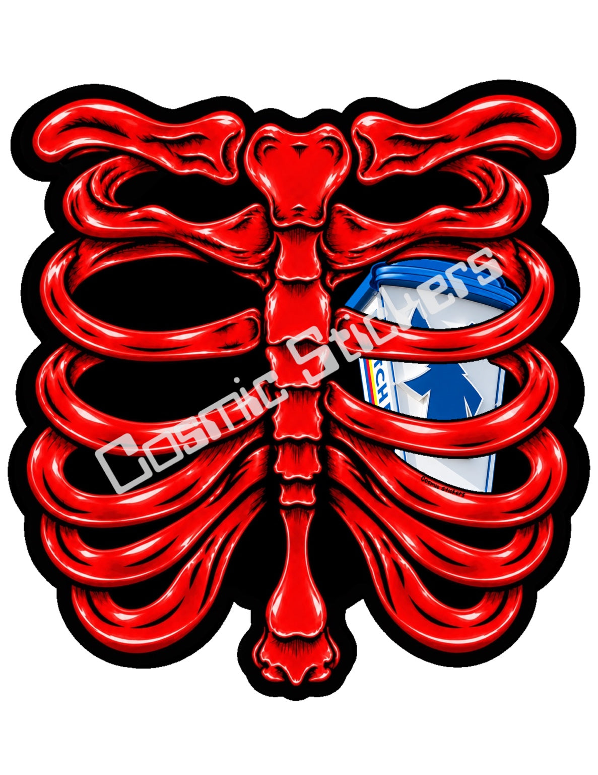 Fan Made Dutch Bros Red Skeleton - Windmill Hot Cup Sticker