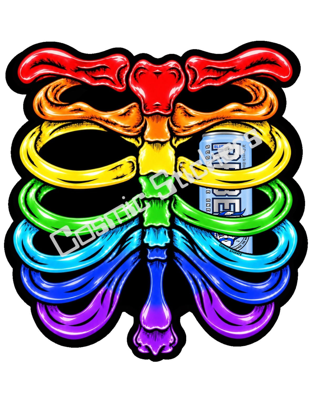 Fan Made Dutch Bros Rainbow Skeleton - Sugar Free Rebel Can Sticker