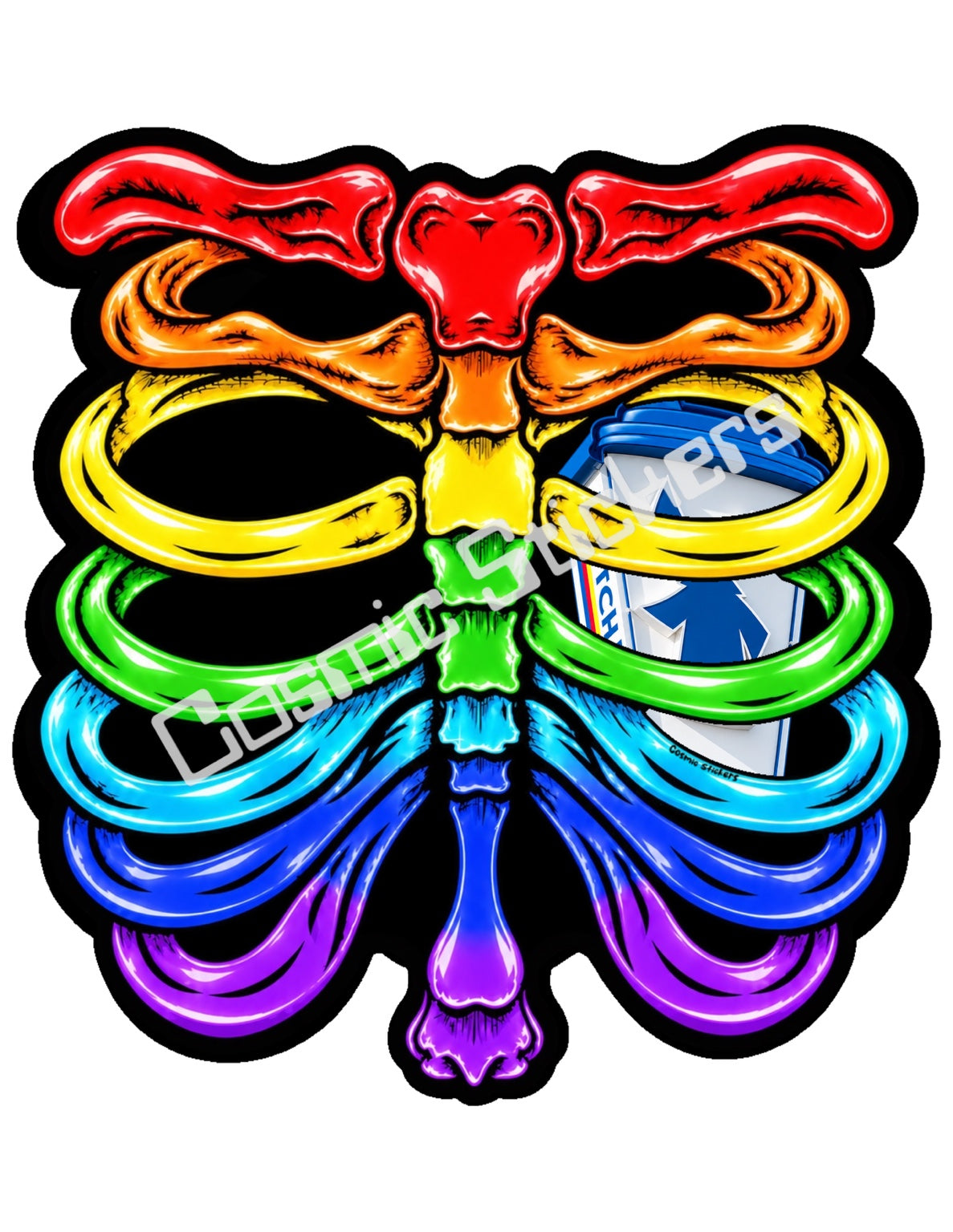 Fan Made Dutch Bros Rainbow Skeleton - Windmill Hot Cup Sticker