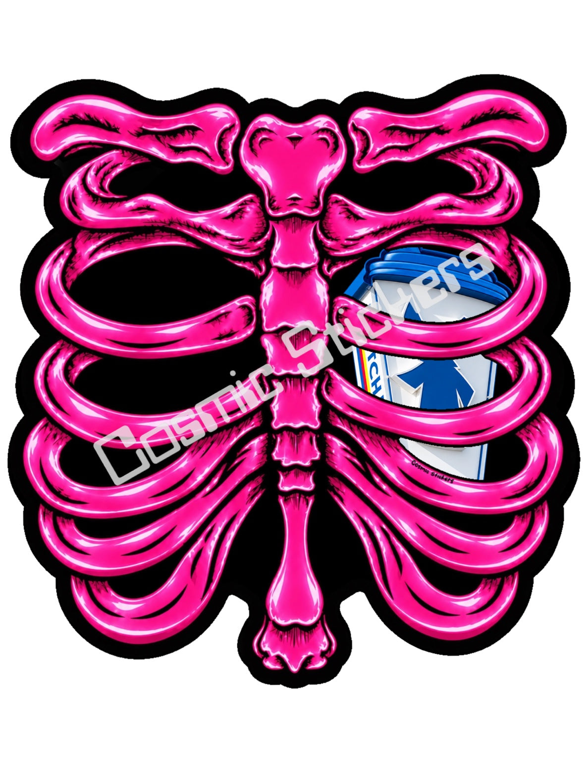 Fan Made Dutch Bros Hot Pink Skeleton - Windmill Hot Cup Sticker