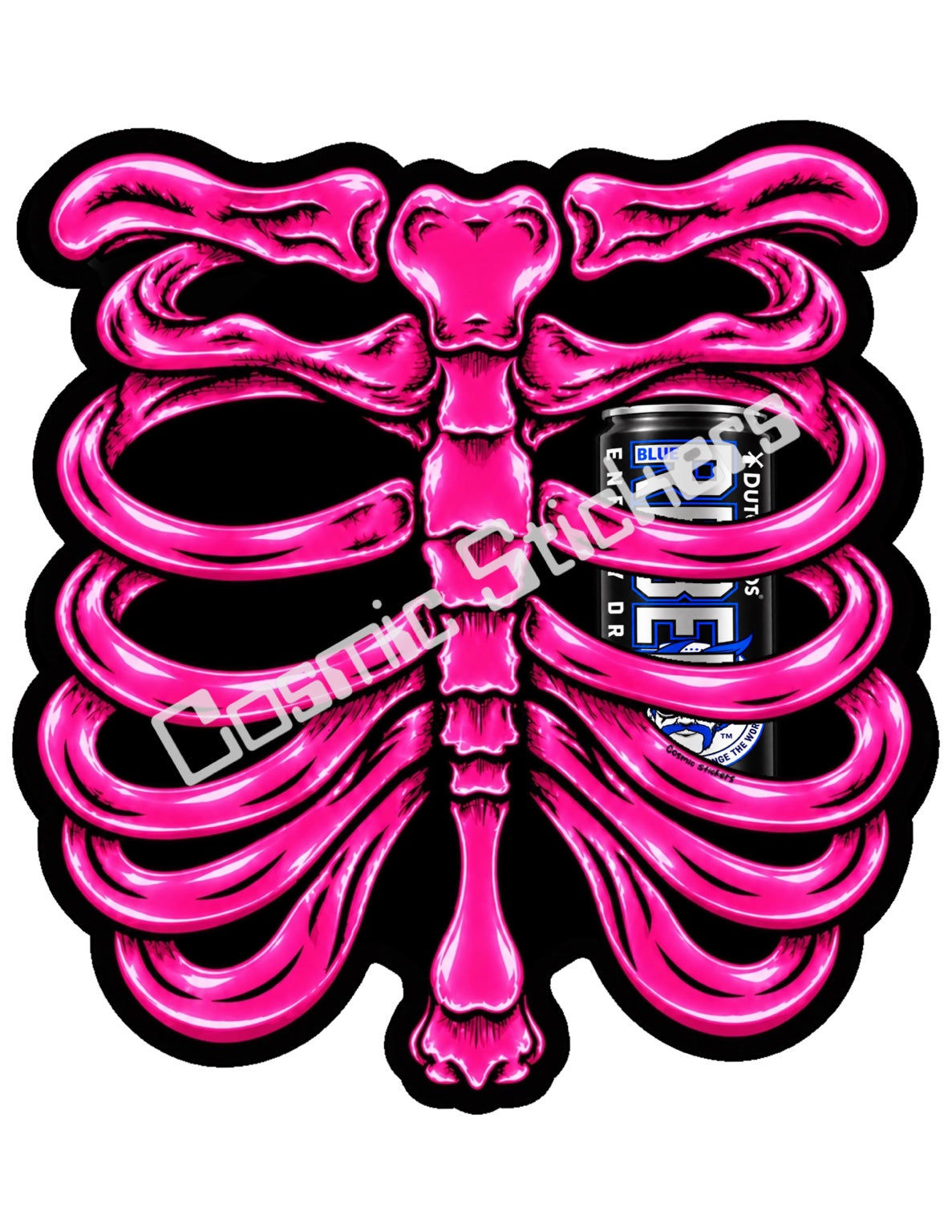 Fan Made Dutch Bros Hot Pink Skeleton - Black Rebel Can Sticker