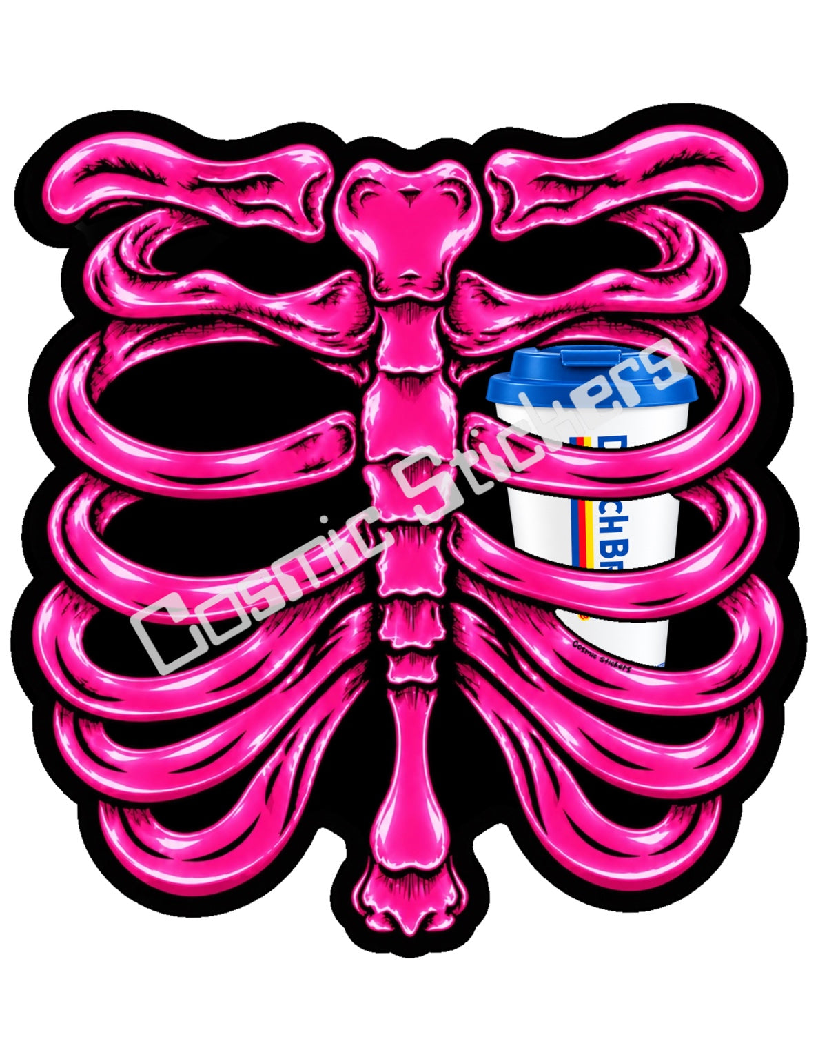 Fan Made Dutch Bros Hot Pink Skeleton - Classic Hot Coffee Sticker