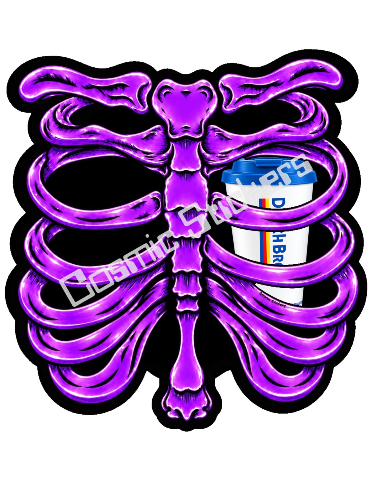 Fan Made Dutch Bros Purple Skeleton - Classic Hot Coffee Sticker
