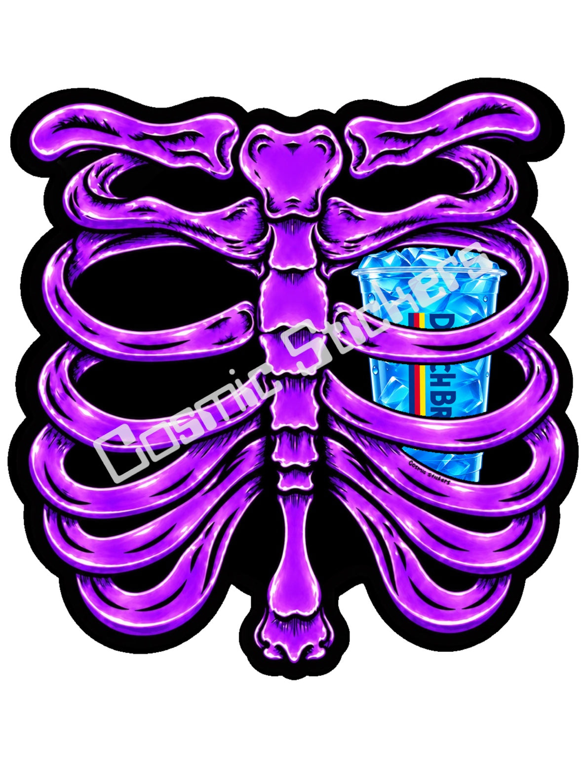 Fan Made Dutch Bros Purple Skeleton - Blue Iced Drink Sticker