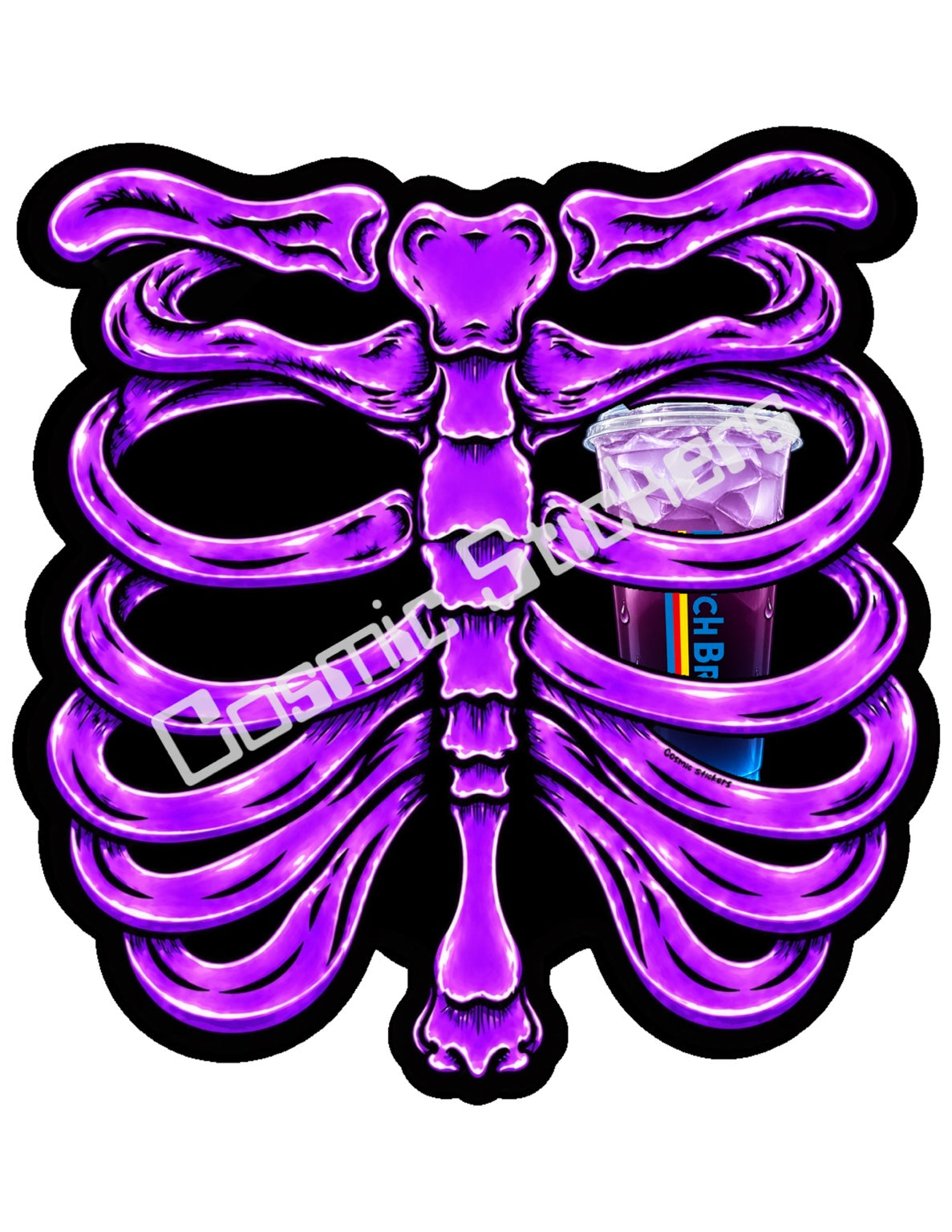 Fan Made Dutch Bros Purple Skeleton - Purple Iced Drink Sticker