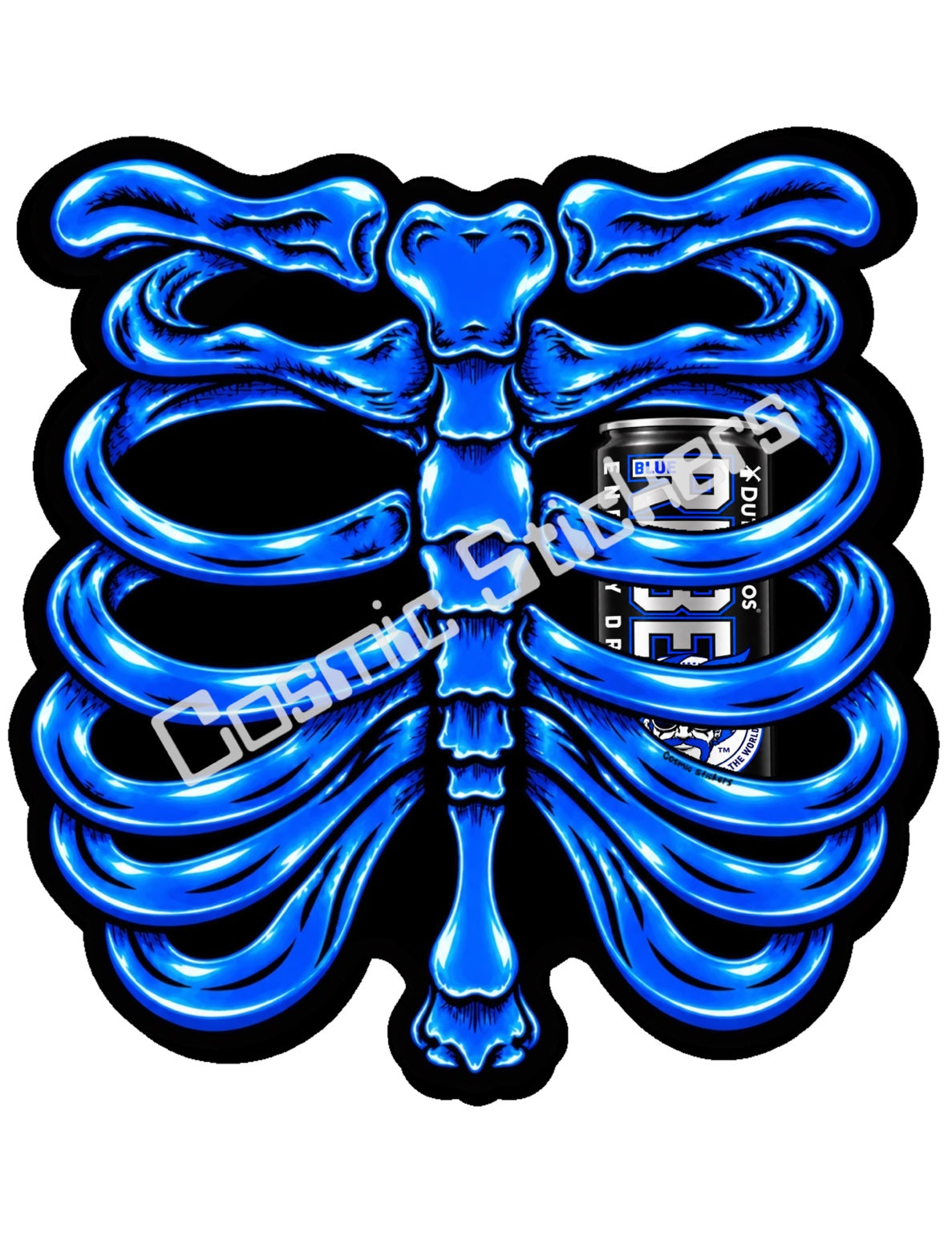 Fan Made Dutch Bros Blue Skeleton - Black Rebel Can Sticker