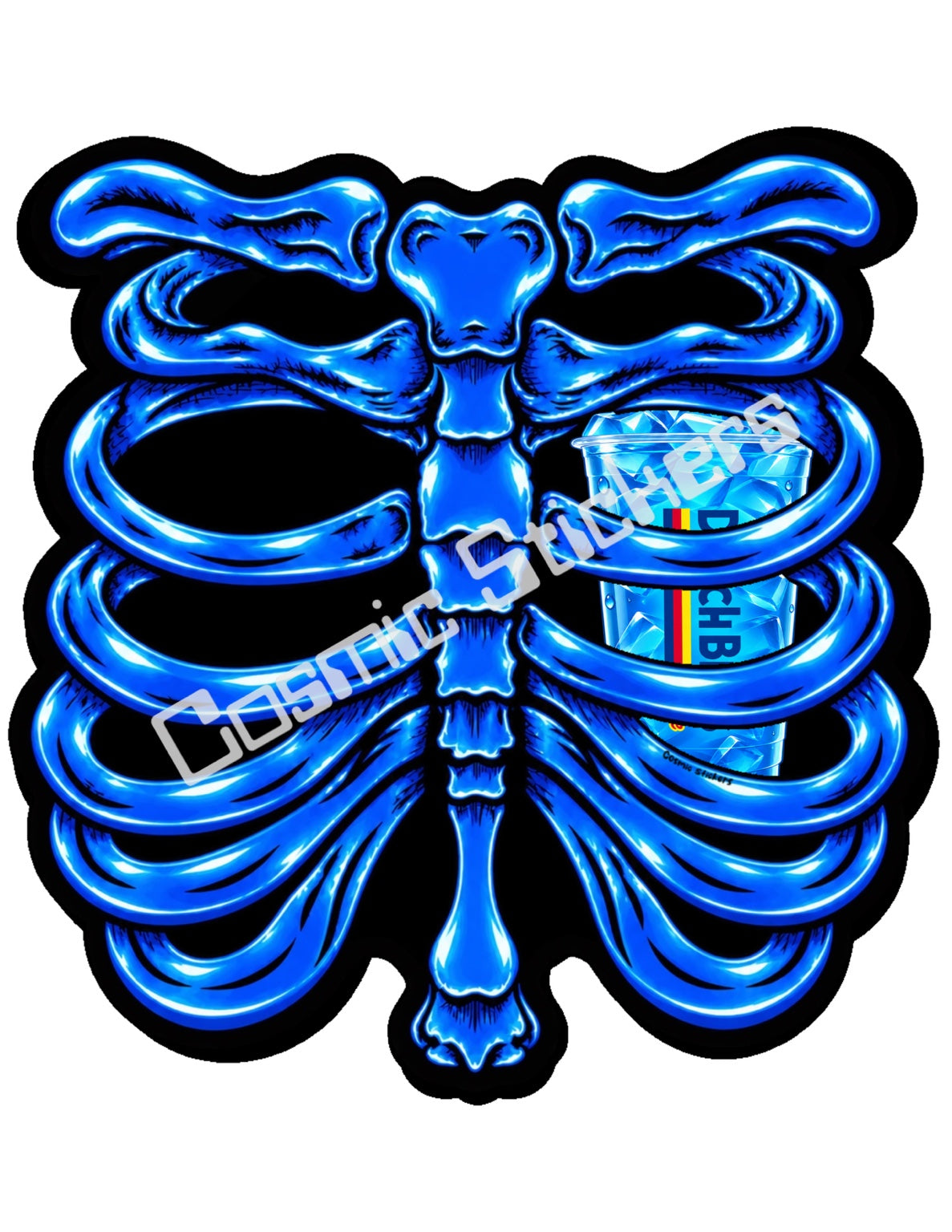 Fan Made Dutch Bros Blue Skeleton - Blue Iced Drink Sticker