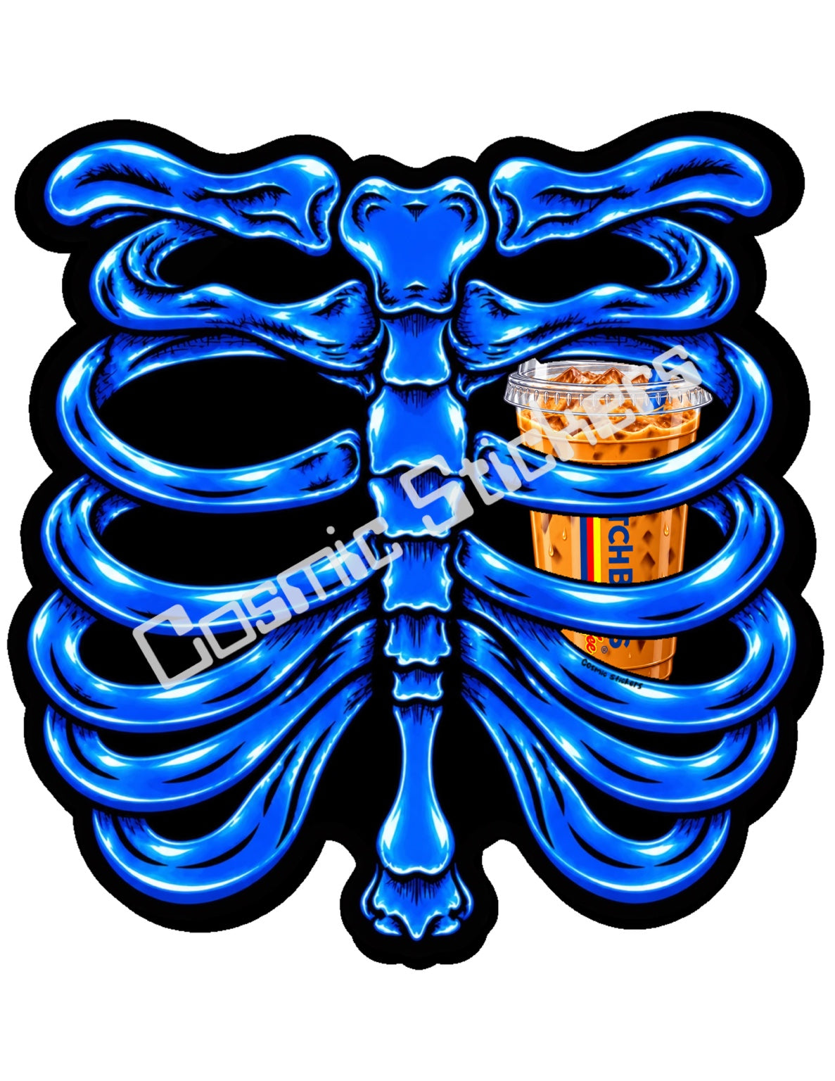 Fan Made Dutch Bros Blue Skeleton - Iced Coffee Sticker