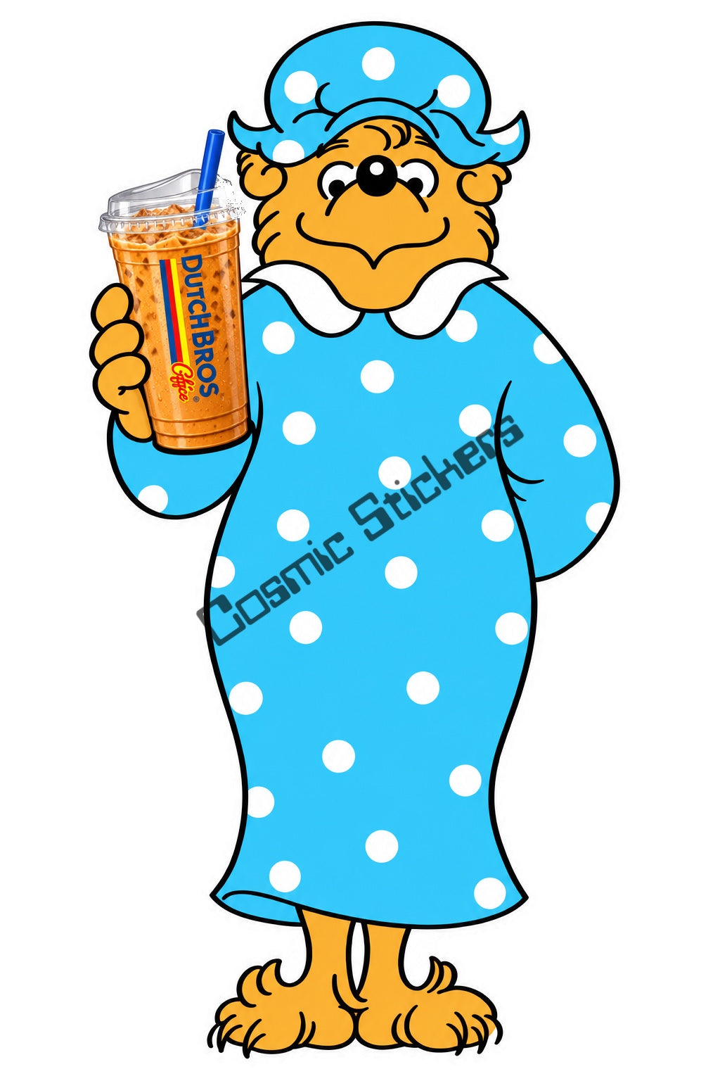 Fan-made Berenstain Bears Mama Bear holding a Dutch Bros iced coffee