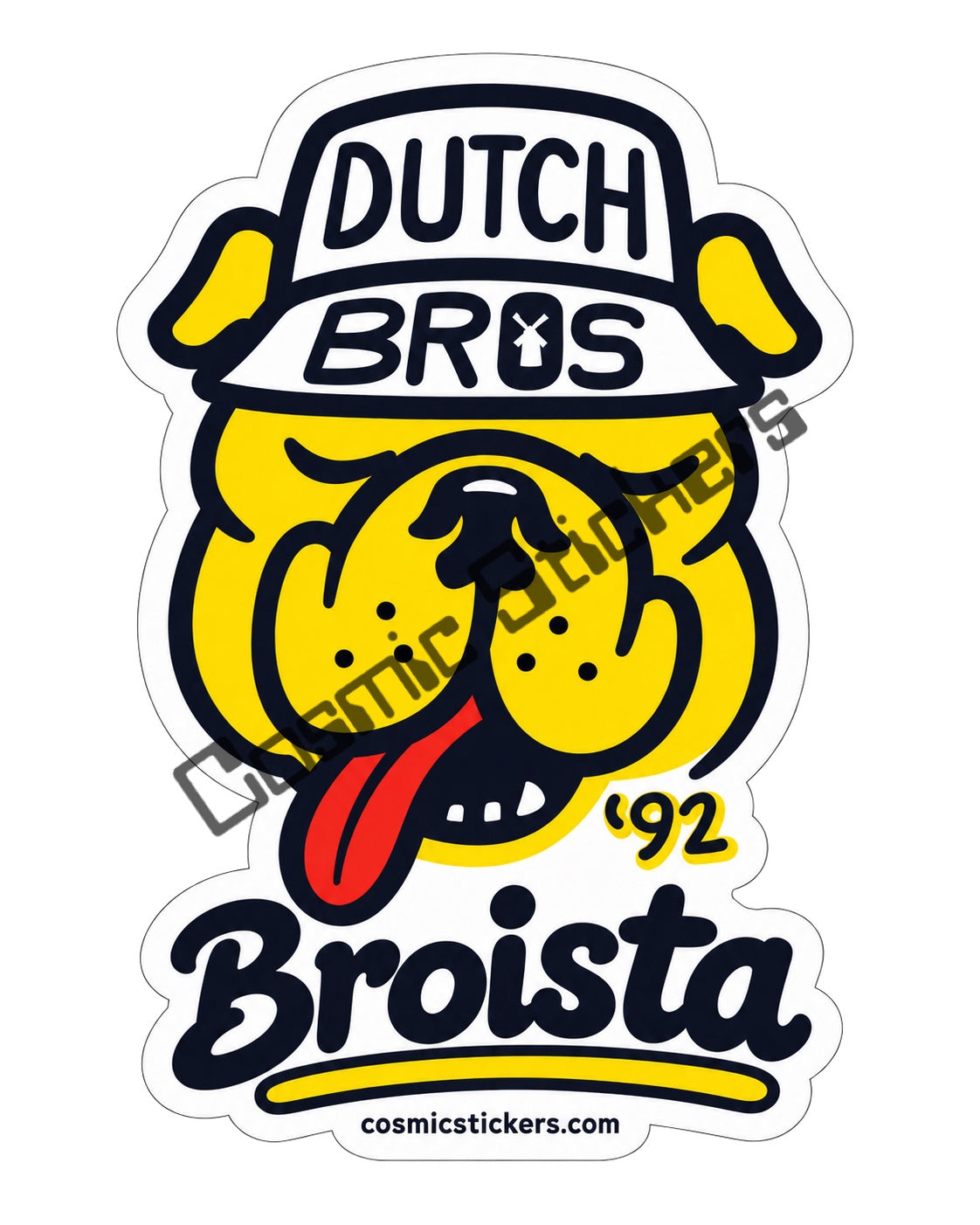Fan-made Broista bulldog 92 sticker with cosmicstickers.com branding