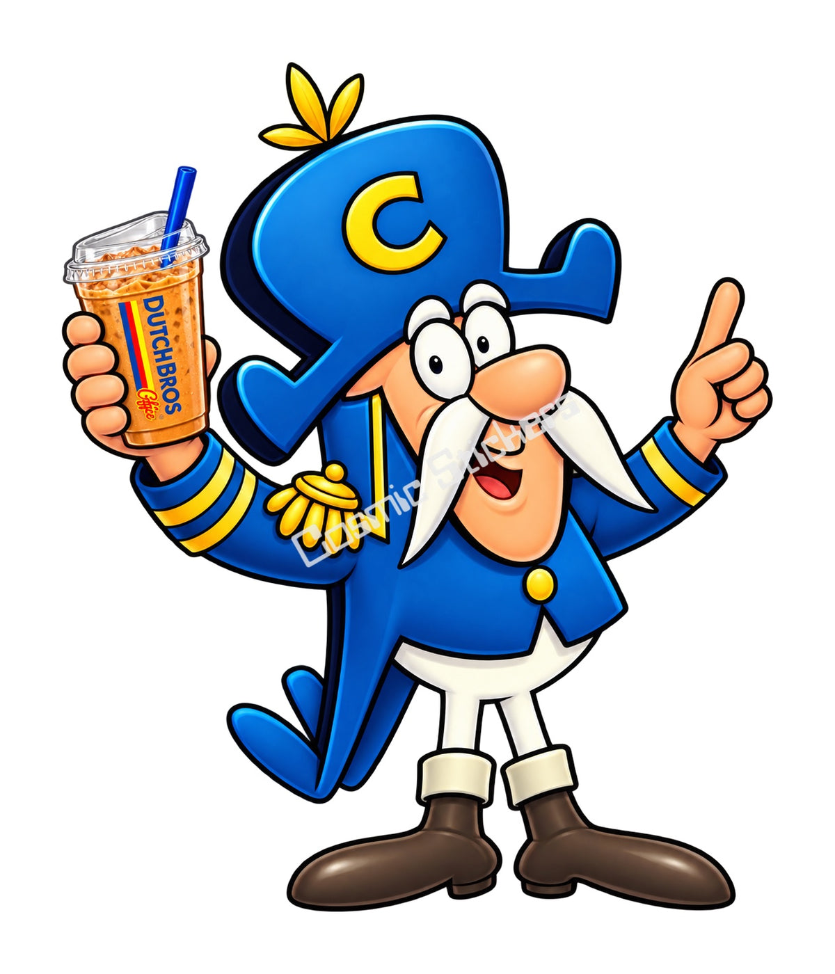 Fan-Made Cap'n Crunch Dutch Bros Iced Coffee Sticker