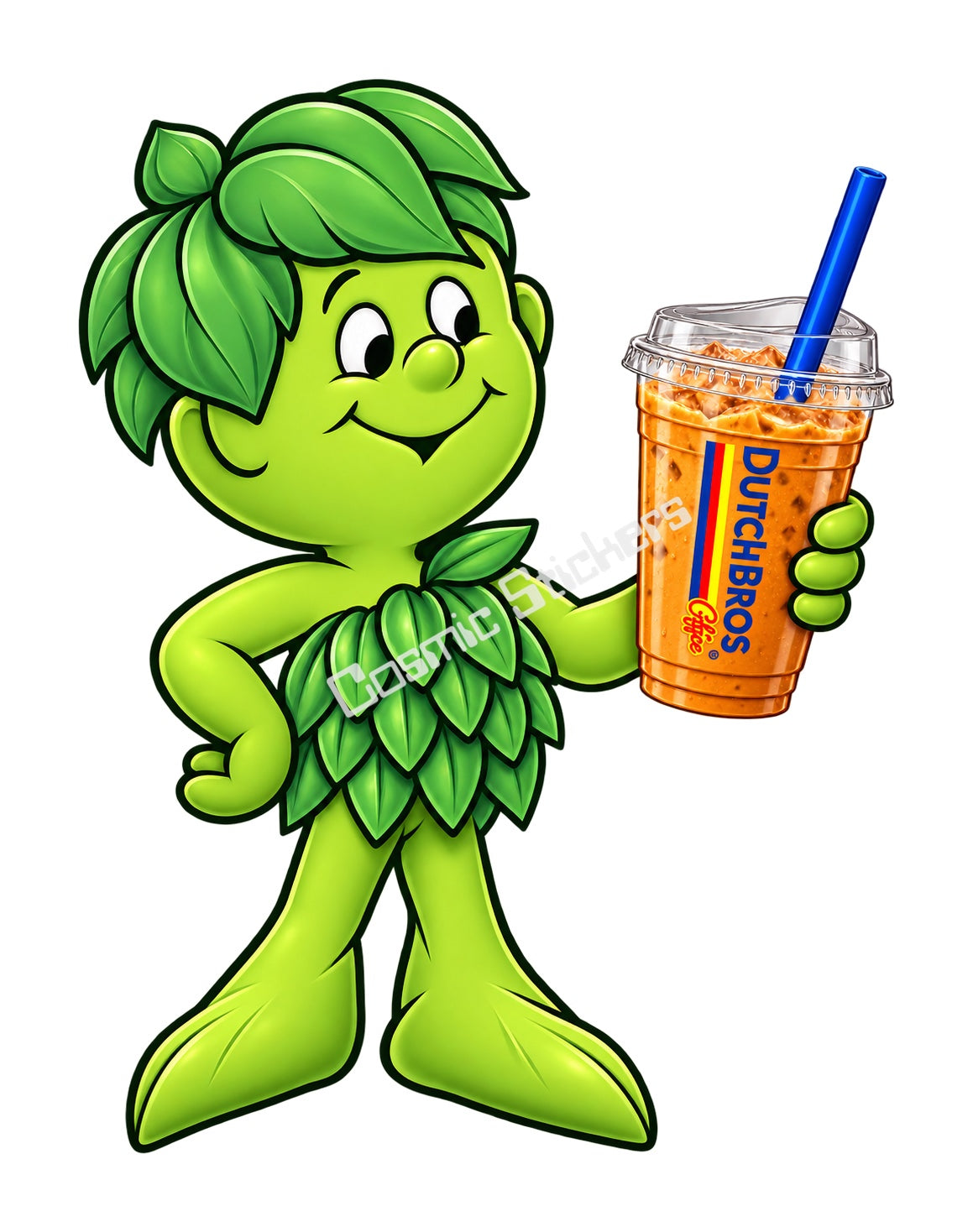 Fan-Made Little Green Sprout Dutch Bros Iced Coffee Sticker