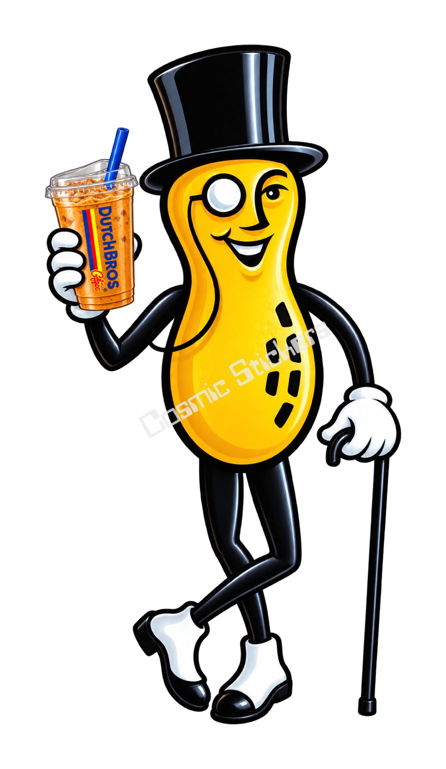 Fan-Made Mr. Peanut Dutch Bros Iced Coffee Sticker