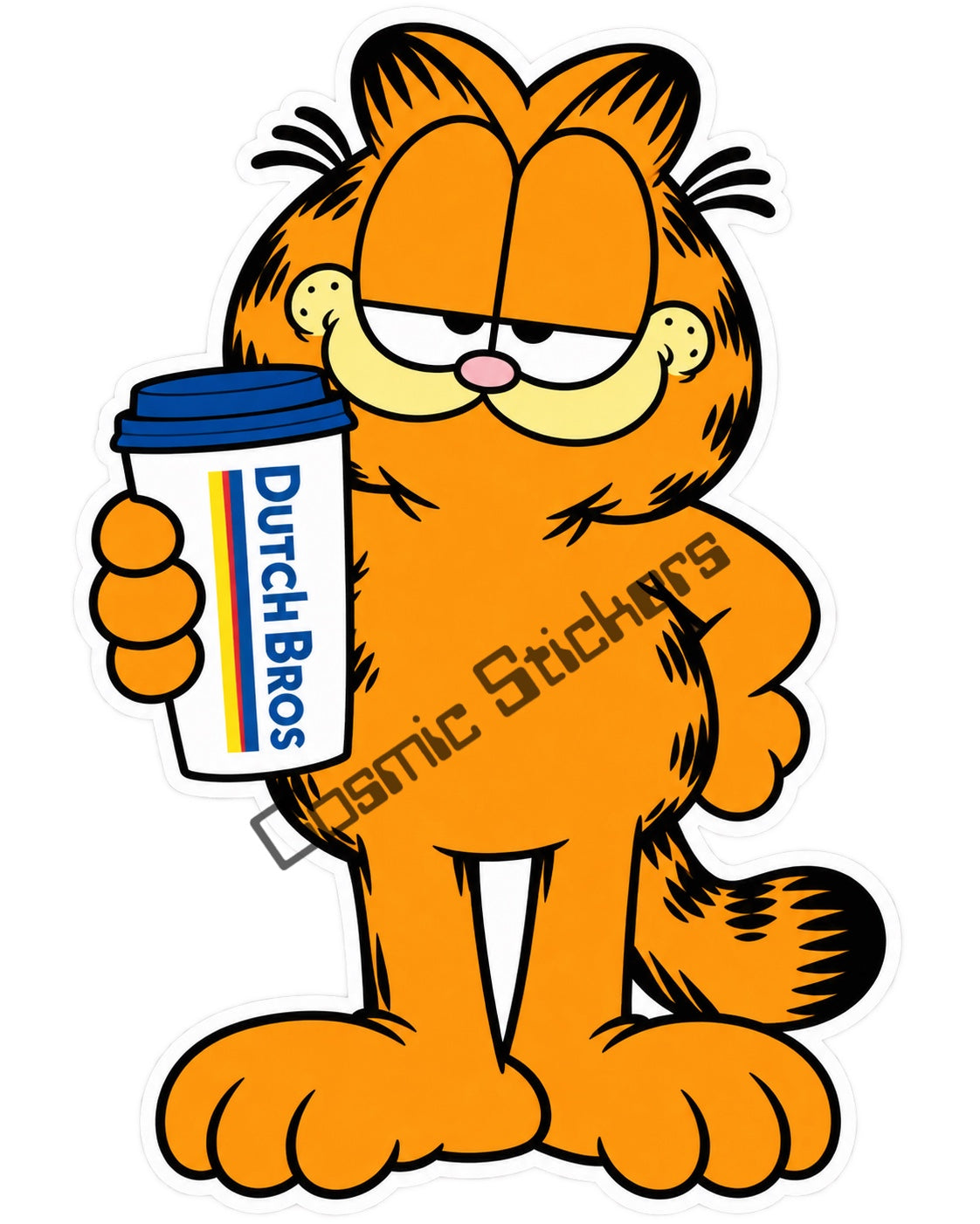 Fan-made Garfield hot coffee vinyl sticker by Cosmic Stickers