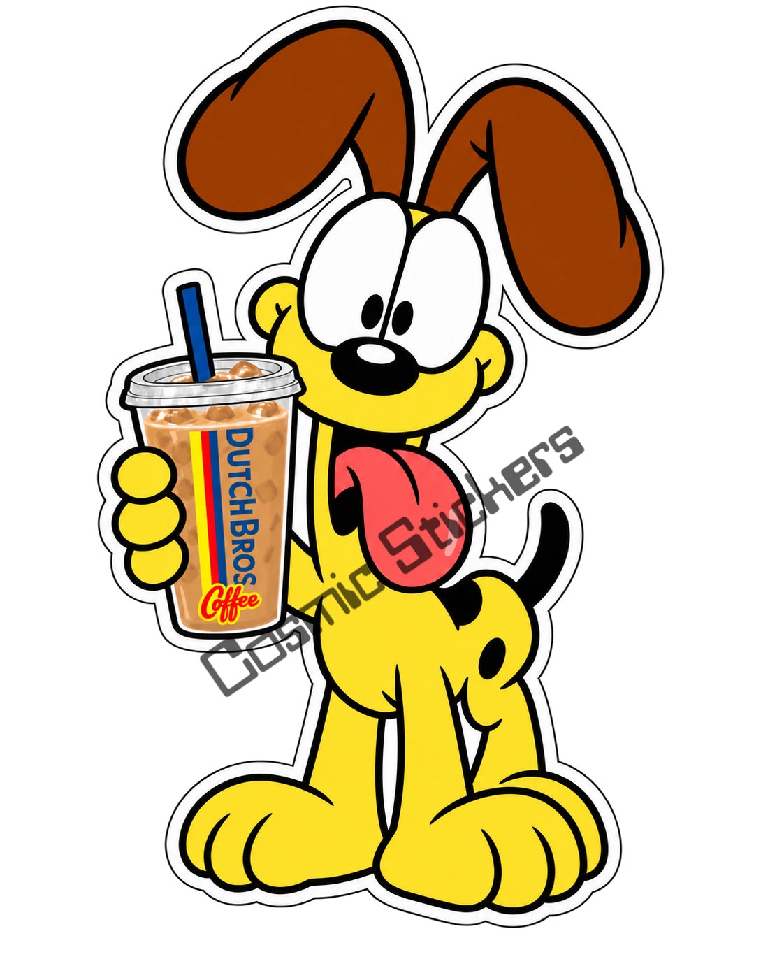 Fan-made Odie iced coffee vinyl sticker by Cosmic Stickers