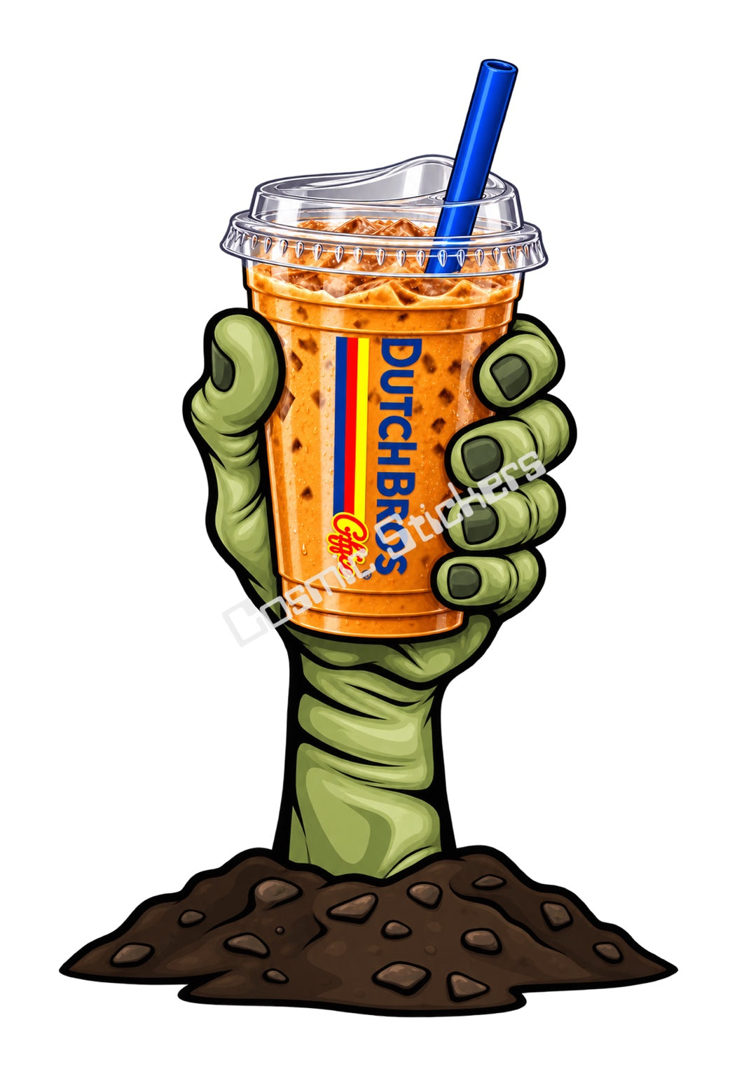 Fan-Made Dutch Bros Zombie Hand - Iced Coffee Sticker