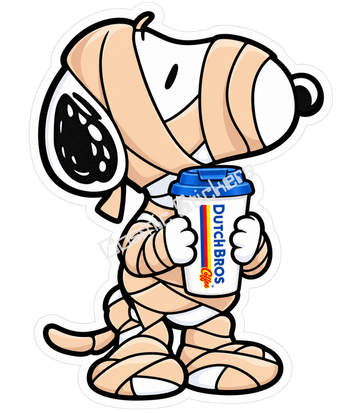Mummy Snoopy Hot Coffee sticker with Cosmic Stickers watermark