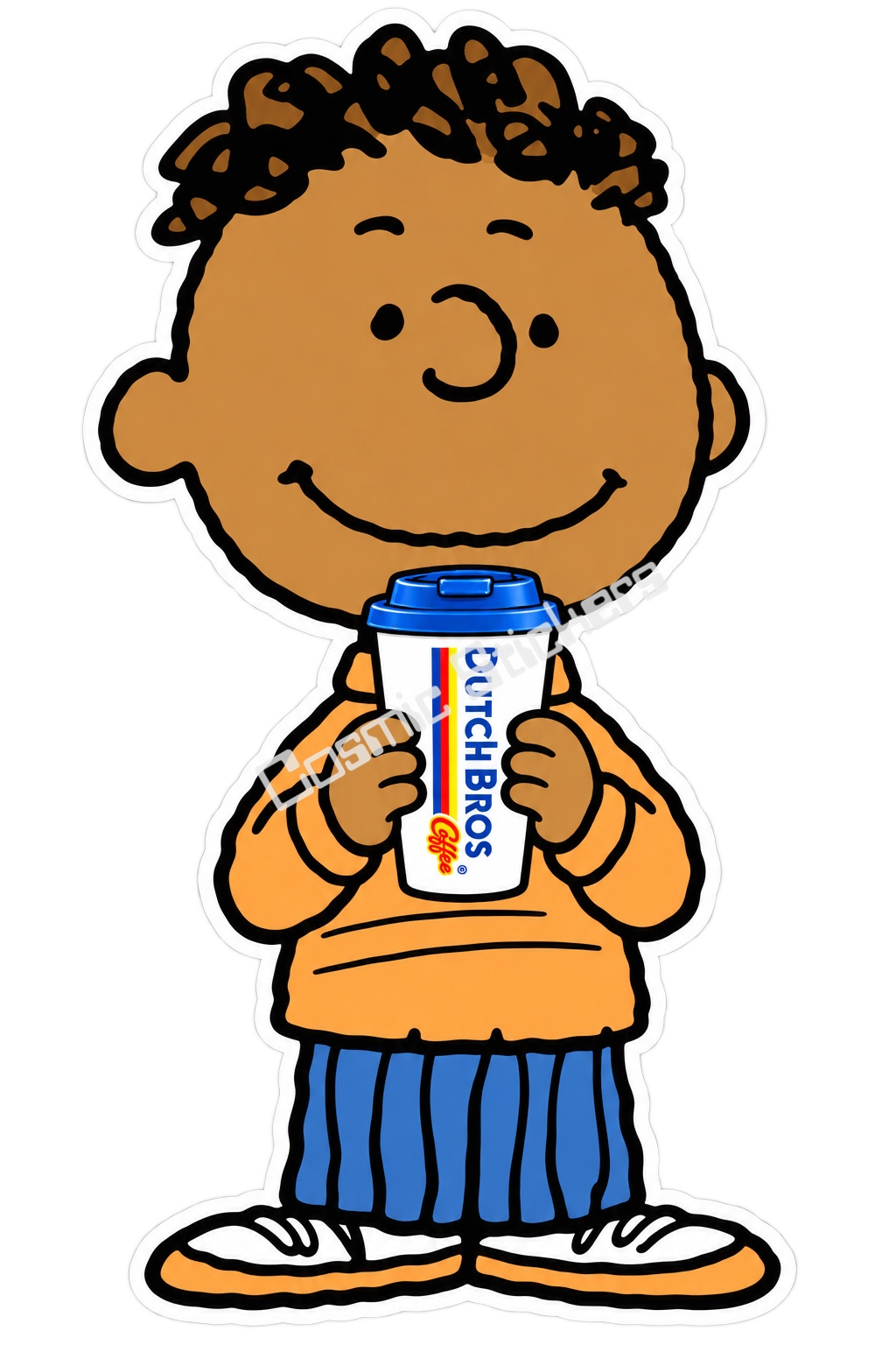 Franklin Hot Coffee sticker with Cosmic Stickers watermark