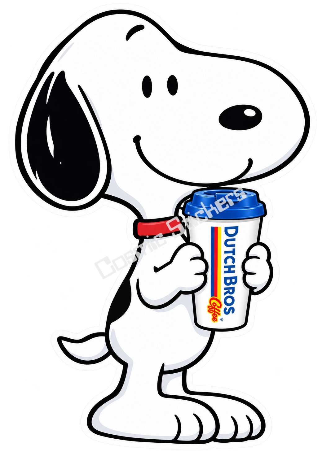 Smiling Snoopy Hot Coffee sticker with Cosmic Stickers watermark