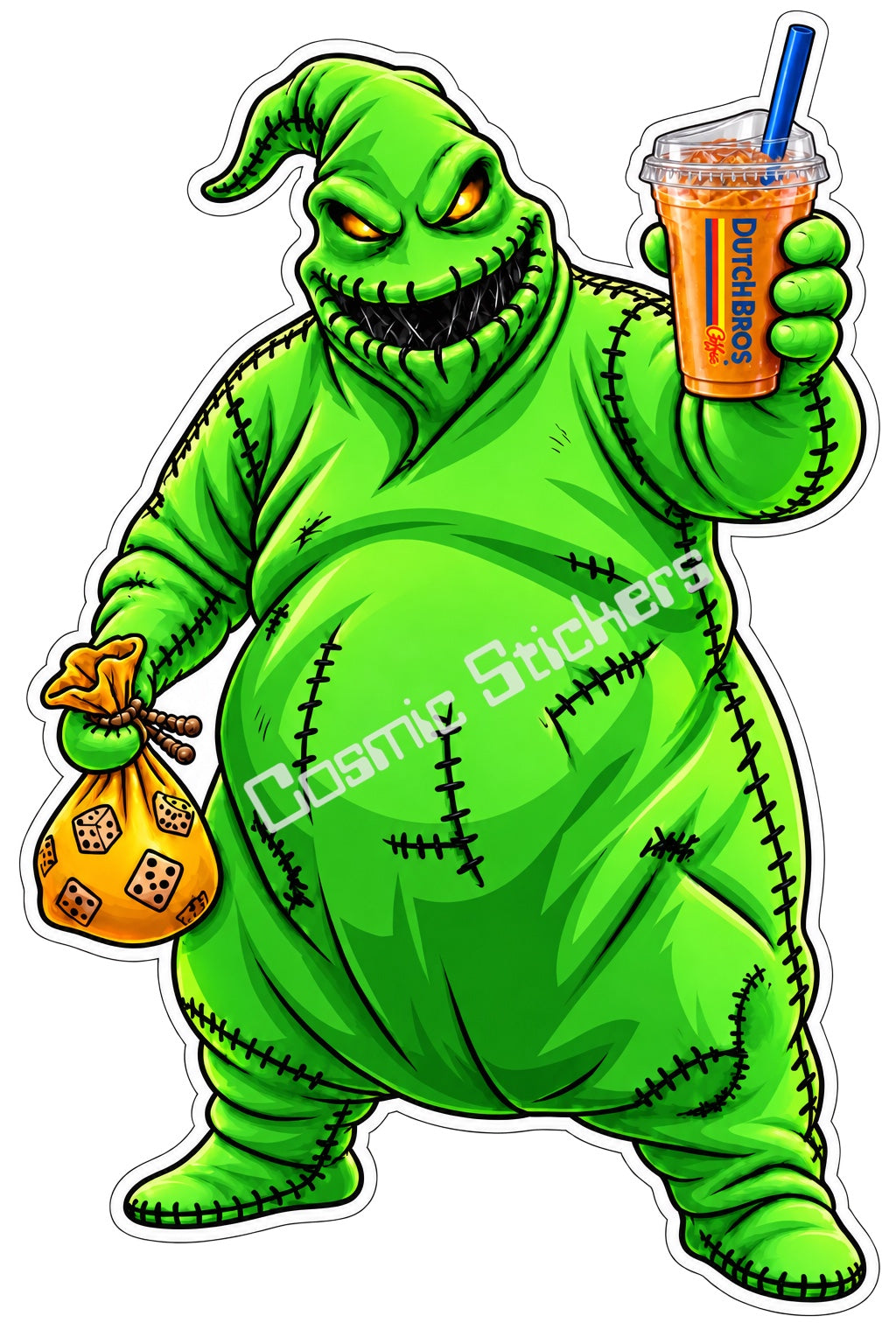 Fan Made Dutch Bros Green Oogie Boogie Iced Coffee Sticker