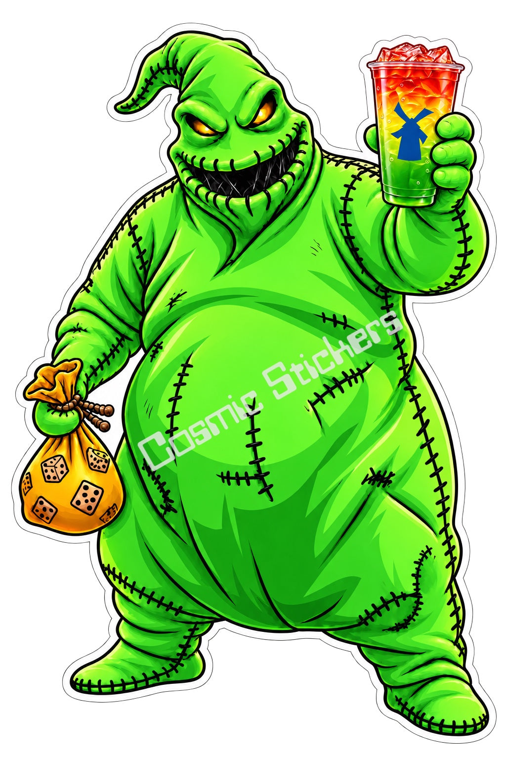 Fan Made Dutch Bros Green Oogie Boogie Rainbow Drink Sticker