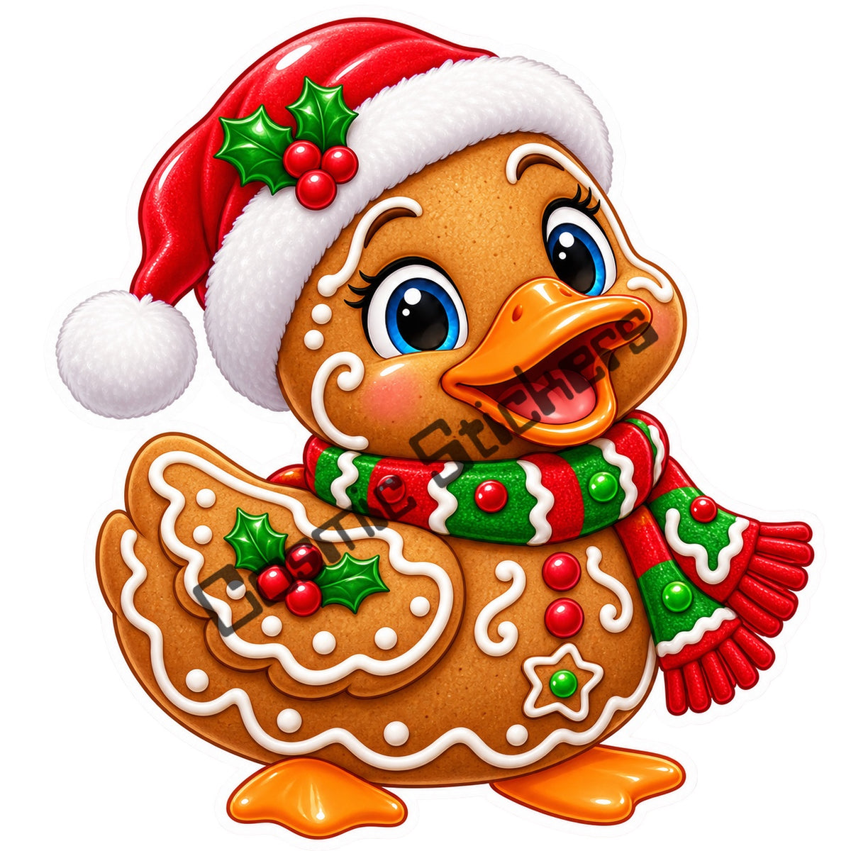 Fan Made Gingerbread Christmas Rubber Duck Sticker with Cosmic Stickers watermark