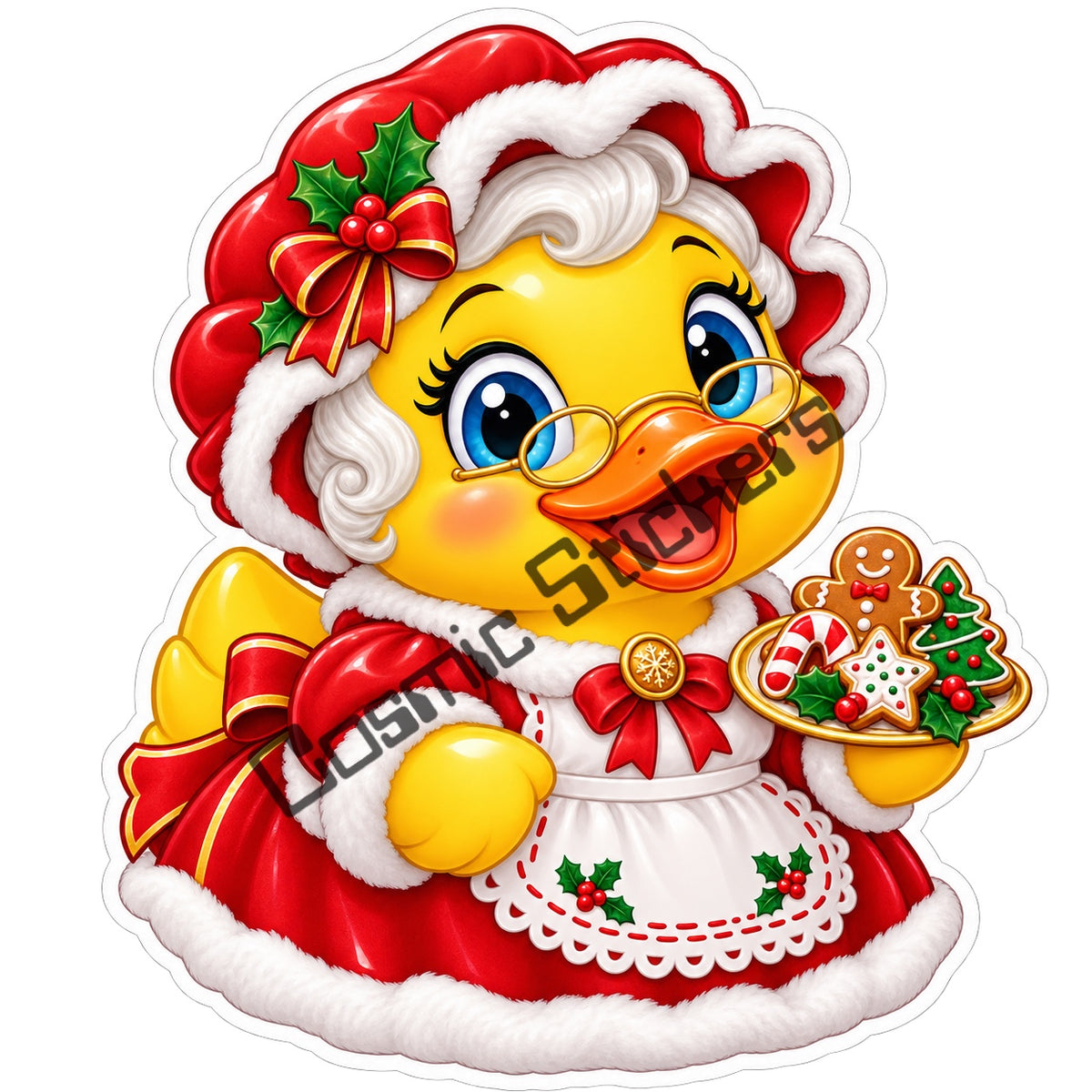 Fan Made Mrs Claus Cookie Tray Christmas Rubber Duck Sticker with Cosmic Stickers watermark