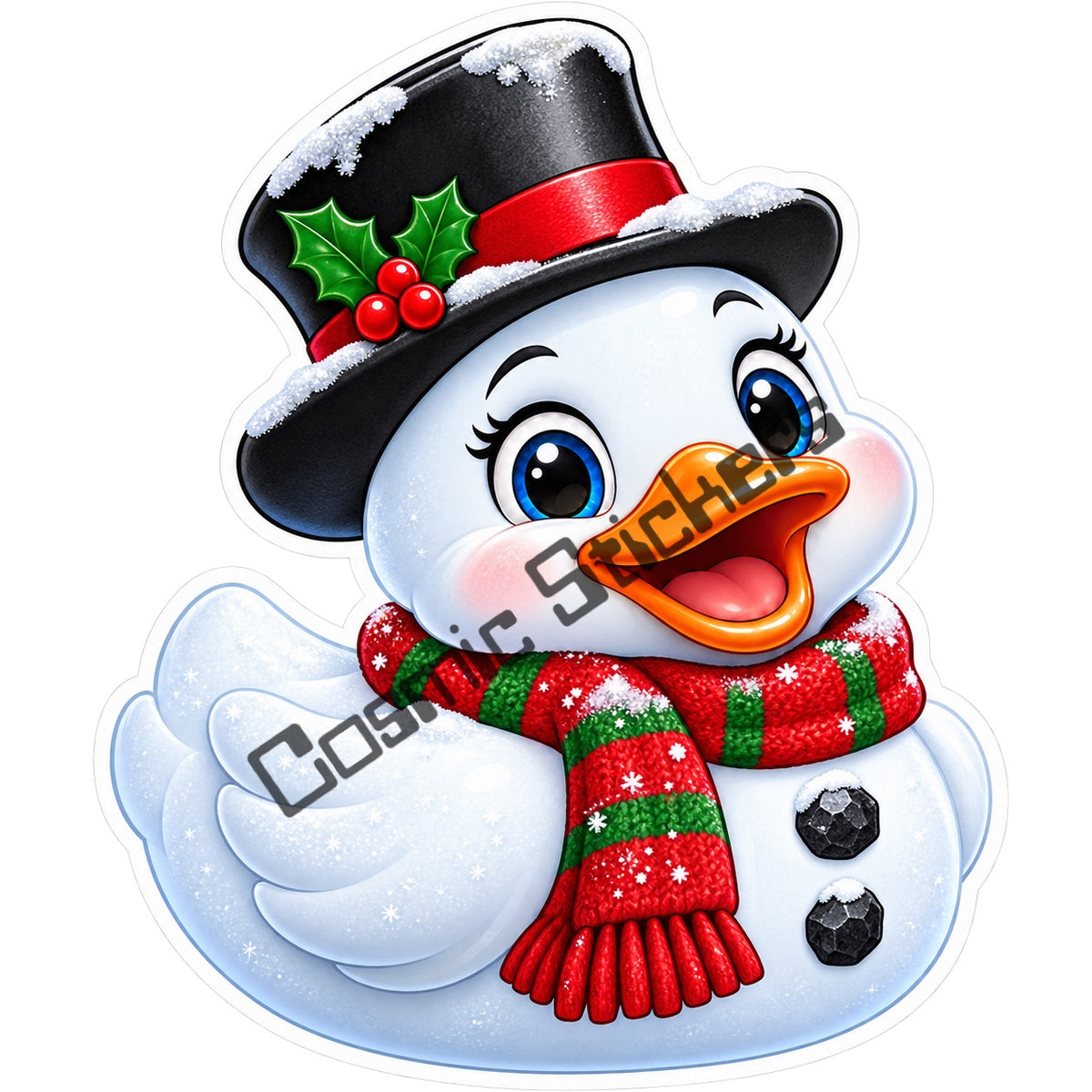 Fan Made Snowman Christmas Rubber Duck Sticker with Cosmic Stickers watermark