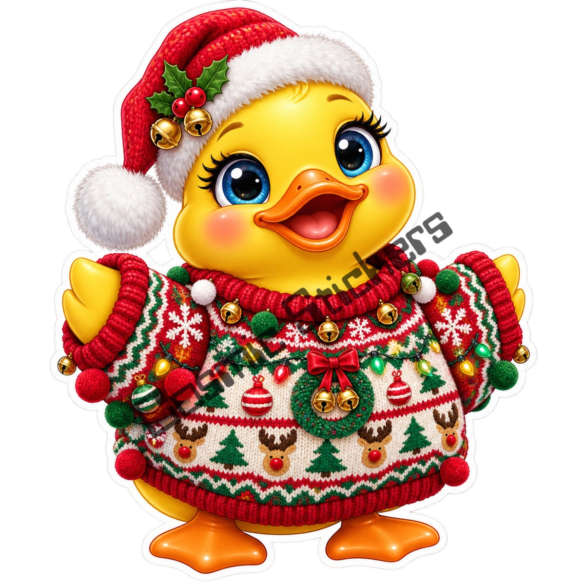 Fan Made Ugly Christmas Sweater Rubber Duck Sticker with Cosmic Stickers watermark