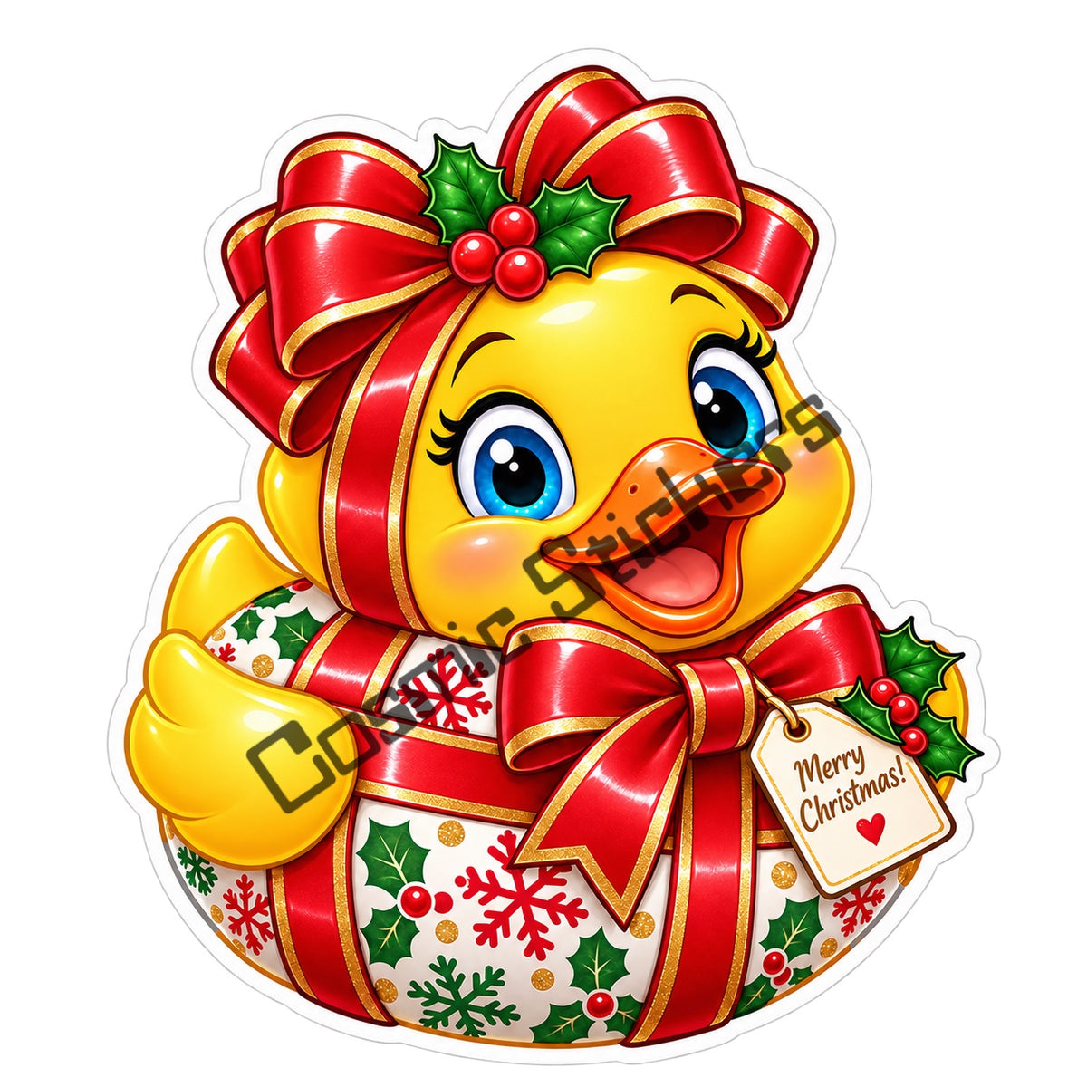 Fan Made Gift Wrapped Christmas Rubber Duck Sticker with Cosmic Stickers watermark