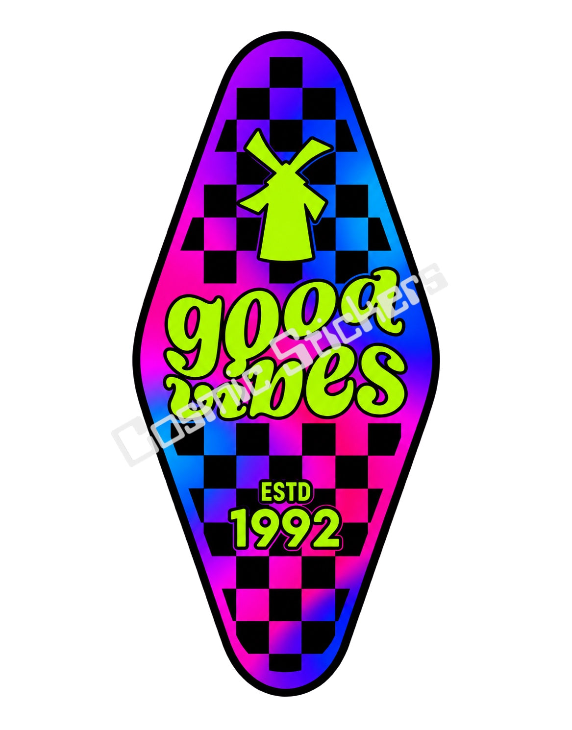 Fan Made Dutch Bros Good Vibes Neon Lime Motel Key Sticker